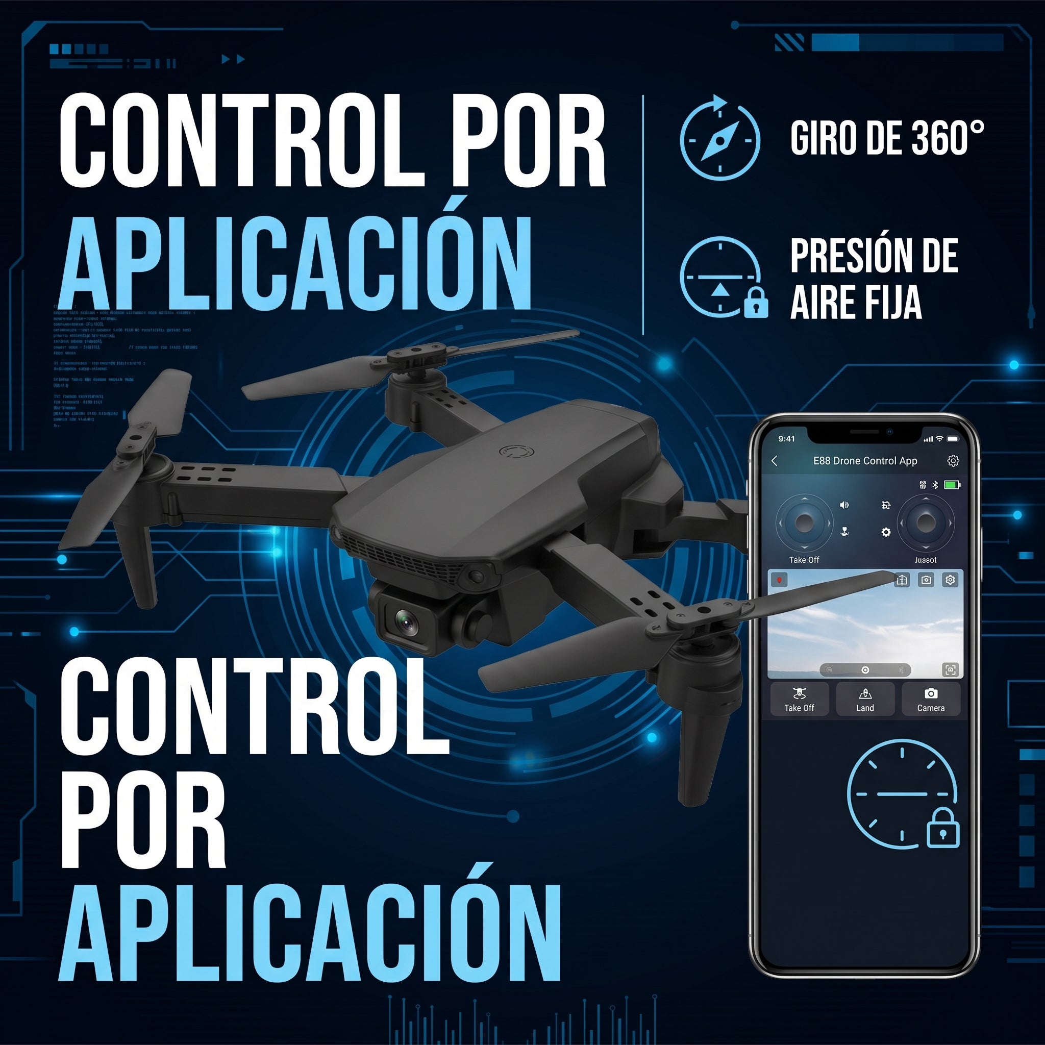 Dron Plegable E88 con Cámara 4K HD y Control por App - Imagen 3