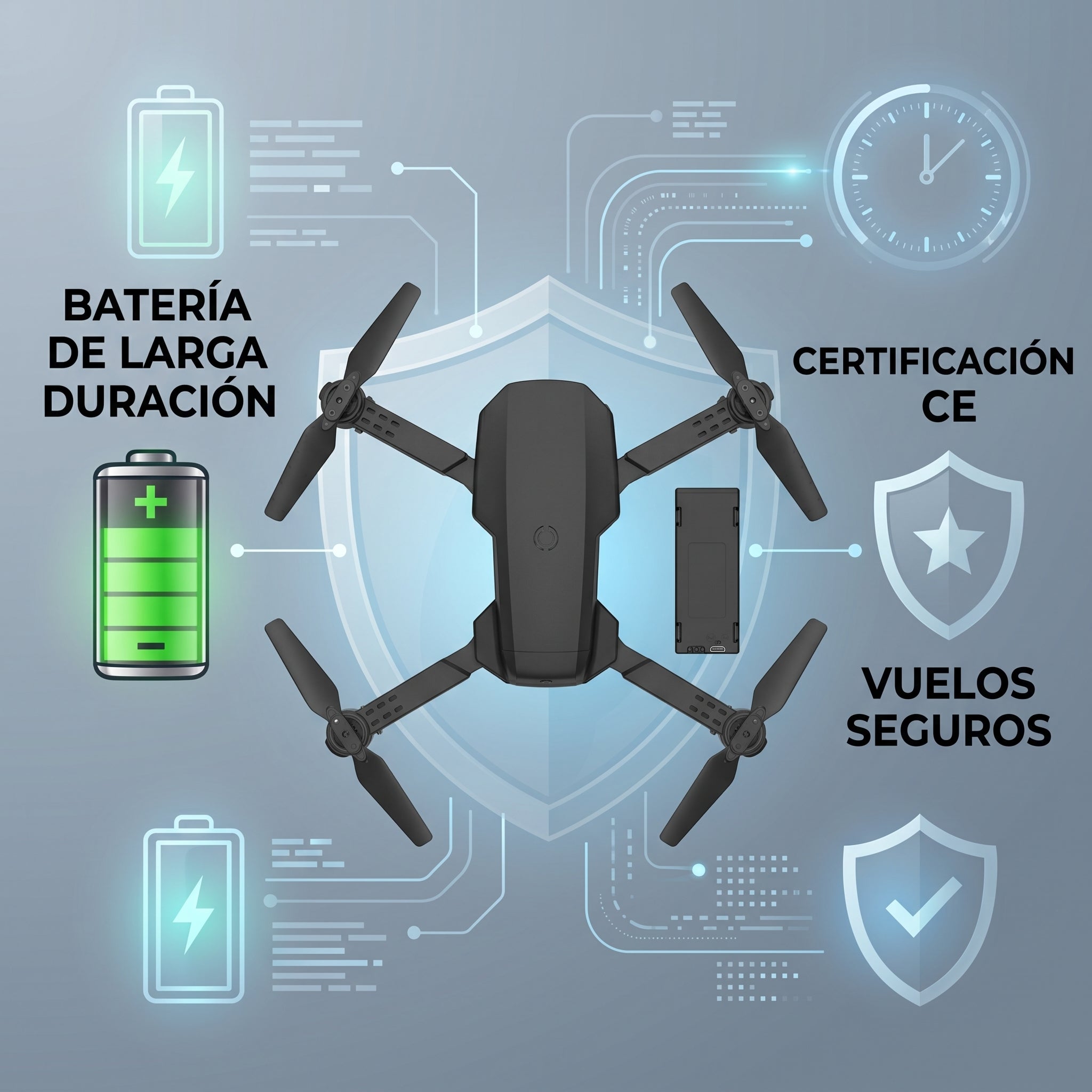 Dron Plegable E88 con Cámara 4K HD y Control por App - Imagen 4
