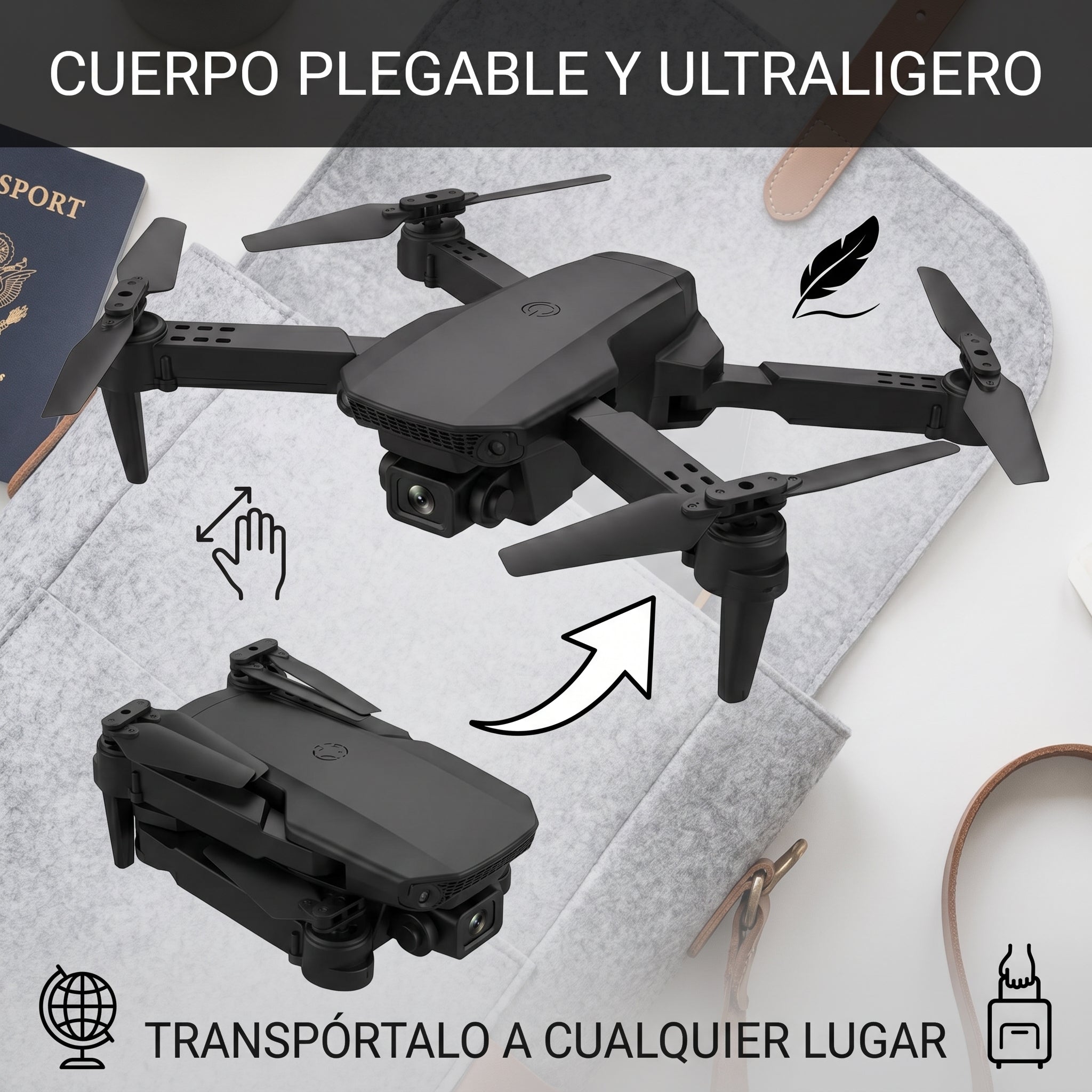 Dron Plegable E88 con Cámara 4K HD y Control por App - Imagen 5