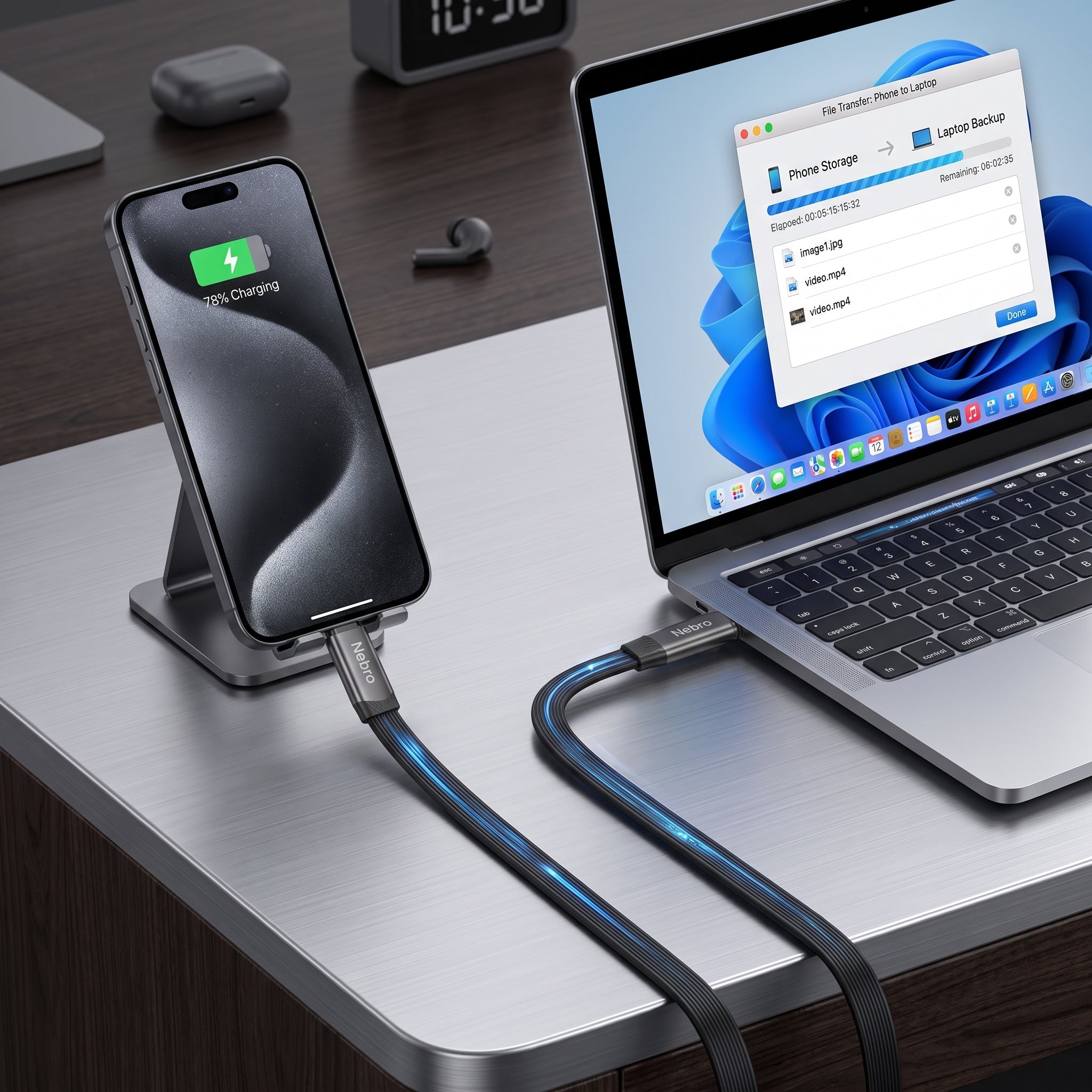 Cable USB C a USB C de Carga Rápida NEBRO WD-337 65W Silicona 1.2m - Imagen 7