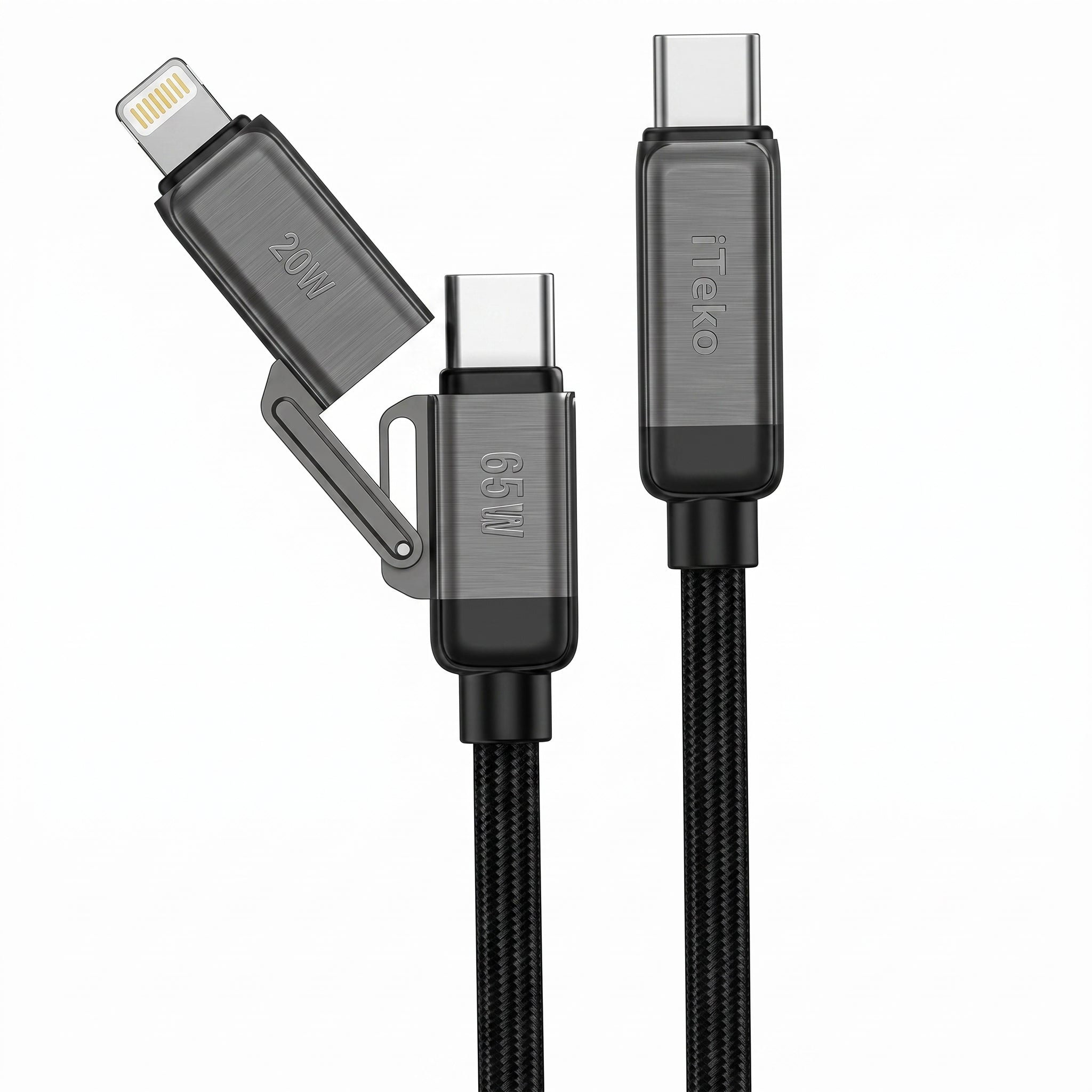 Cable Tipo-C a Tipo-C y Lightning 3 en 1 Nebro WD-340 Carga Rapida 1.2m - Imagen 1