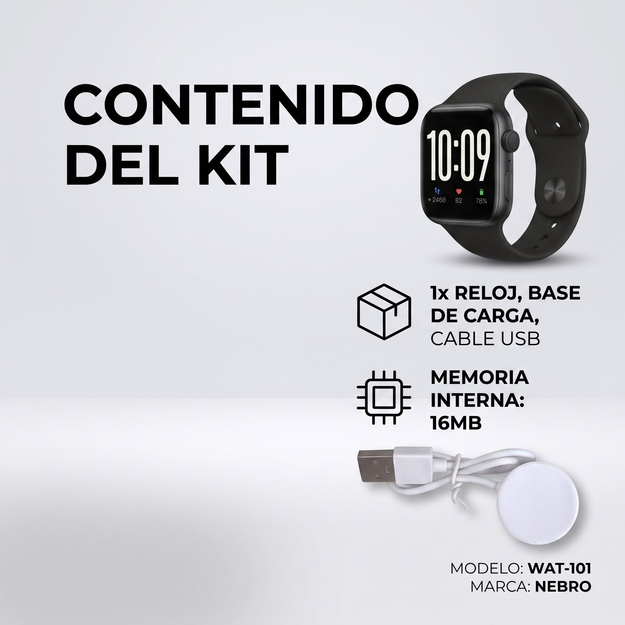 Smartwatch Reloj Inteligente Nebro WAT-101 Pantalla 2.01 Aleación Zinc Bluetooth - Imagen 9