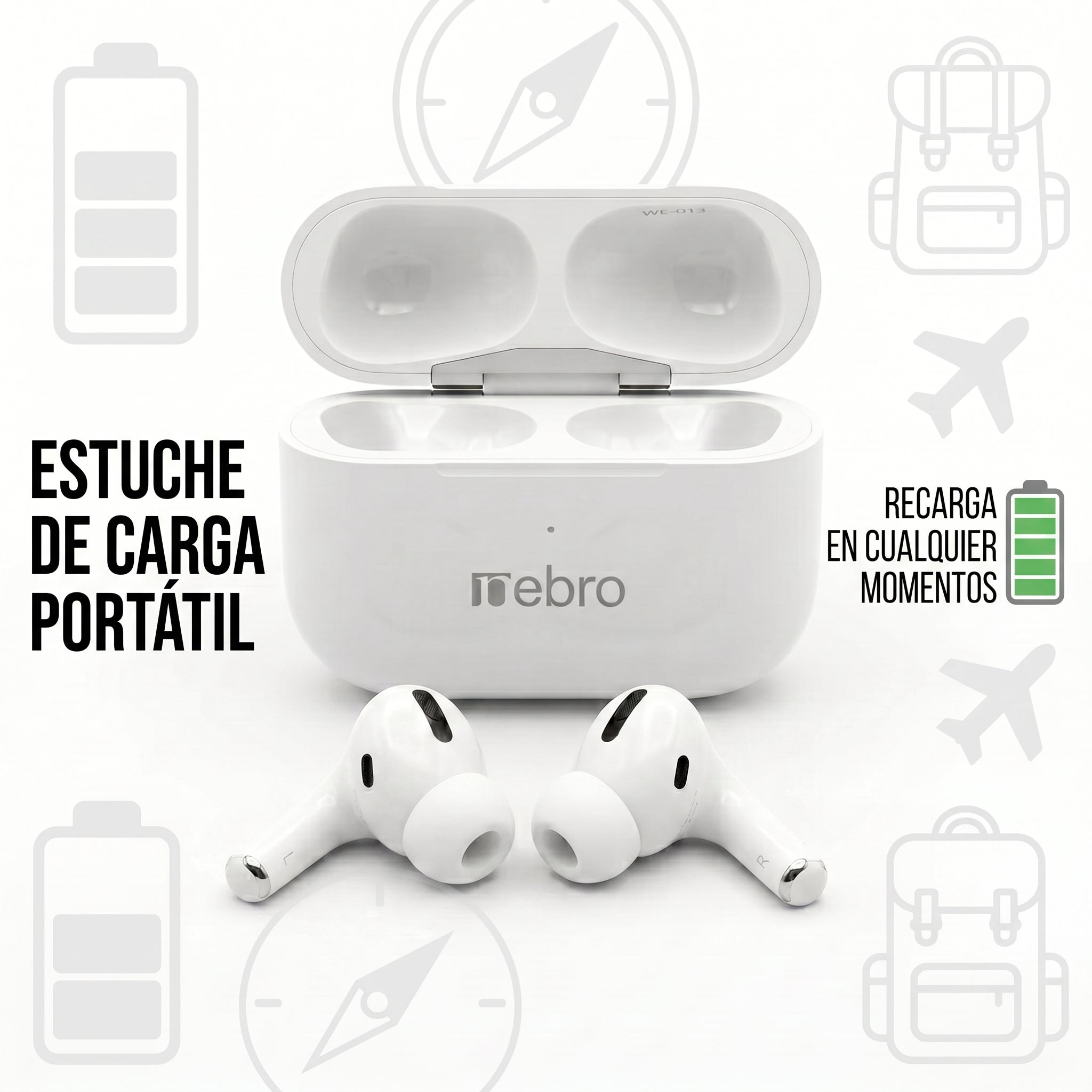 Audífonos Inalámbricos In Ear Nebro WE-013 Bluetooth Sonido Estéreo Control Táctil - Imagen 3