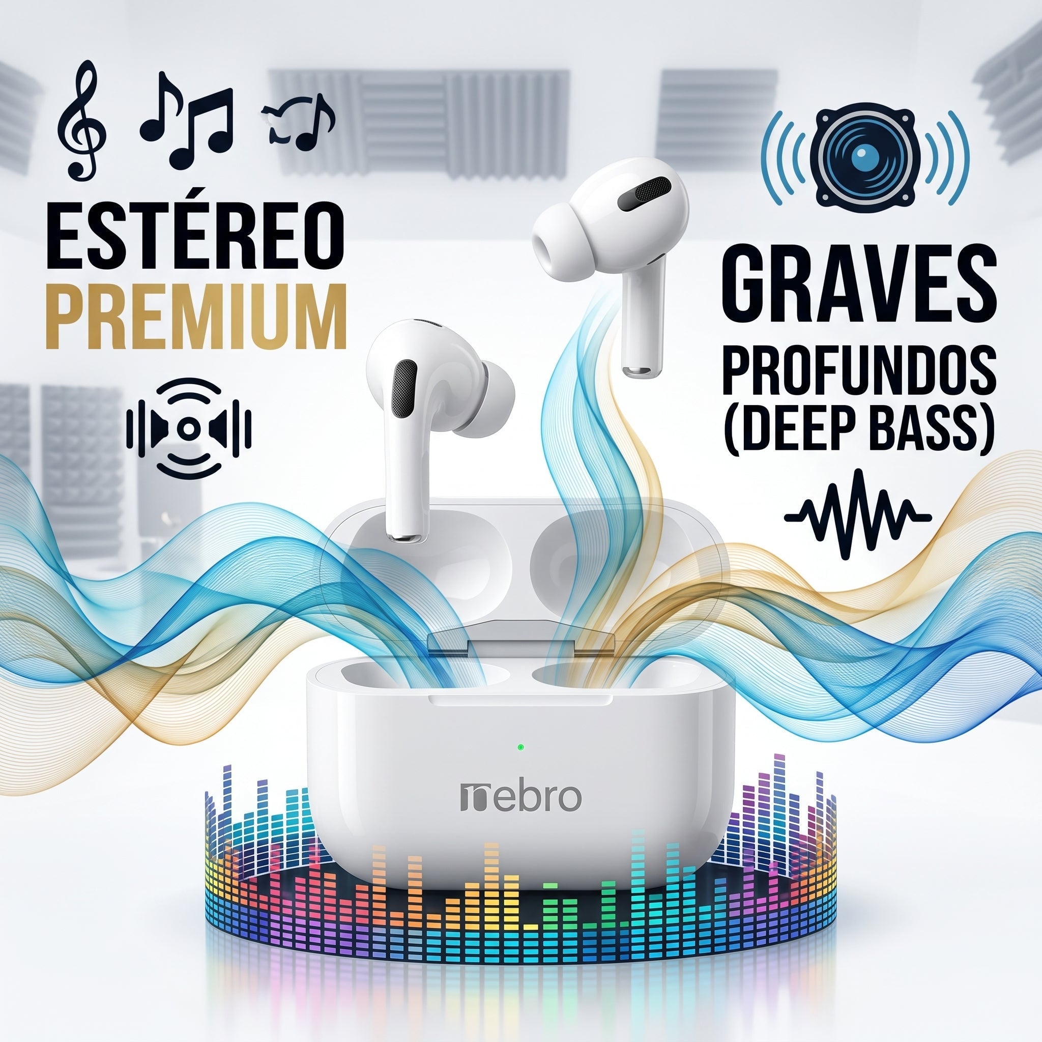 Audífonos Inalámbricos In Ear Nebro WE-013 Bluetooth Sonido Estéreo Control Táctil - Imagen 5