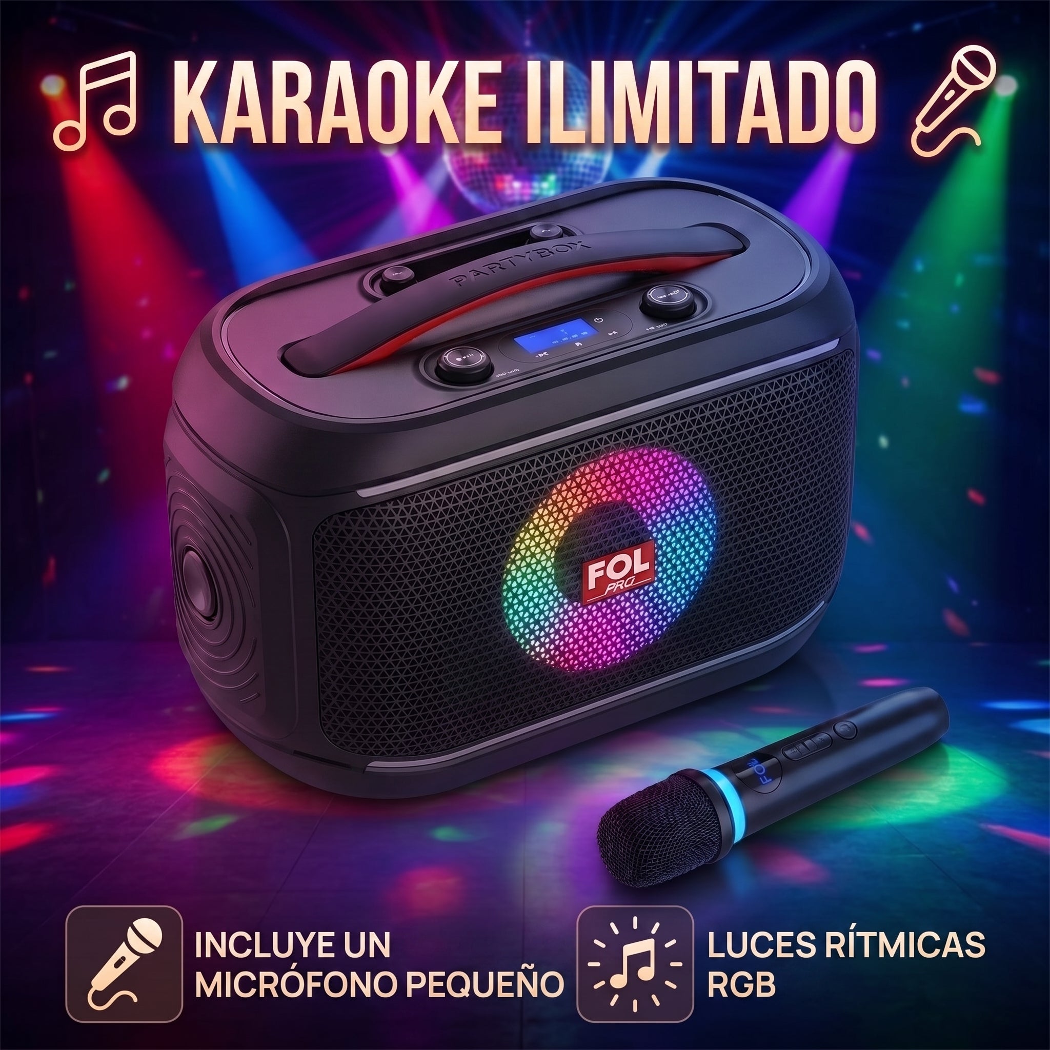 Bocina Bluetooth FOL FS-R308 30W Subwoofer, USB, AUX y TWS - Imagen 3