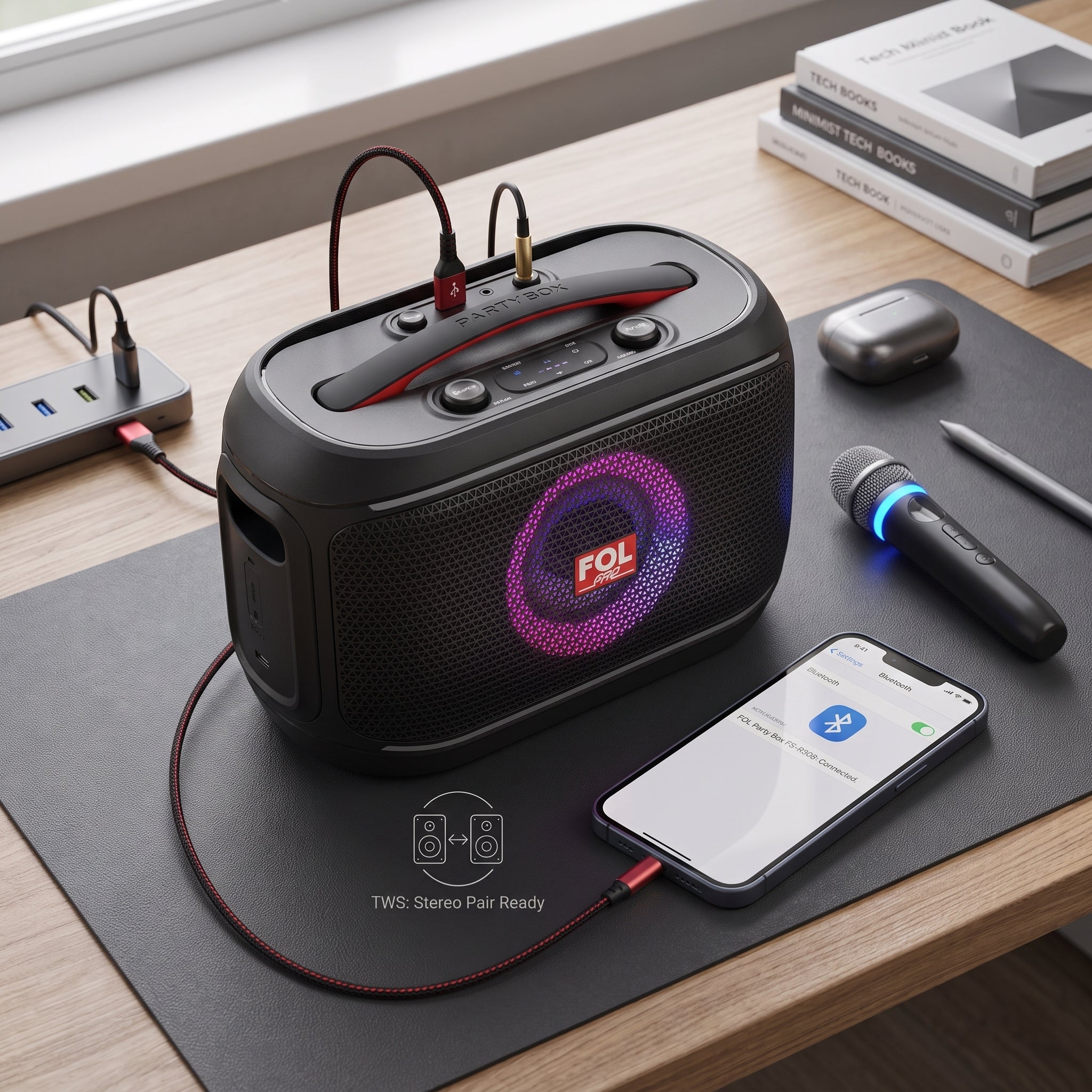 Bocina Bluetooth FOL FS-R308 30W Subwoofer, USB, AUX y TWS - Imagen 8