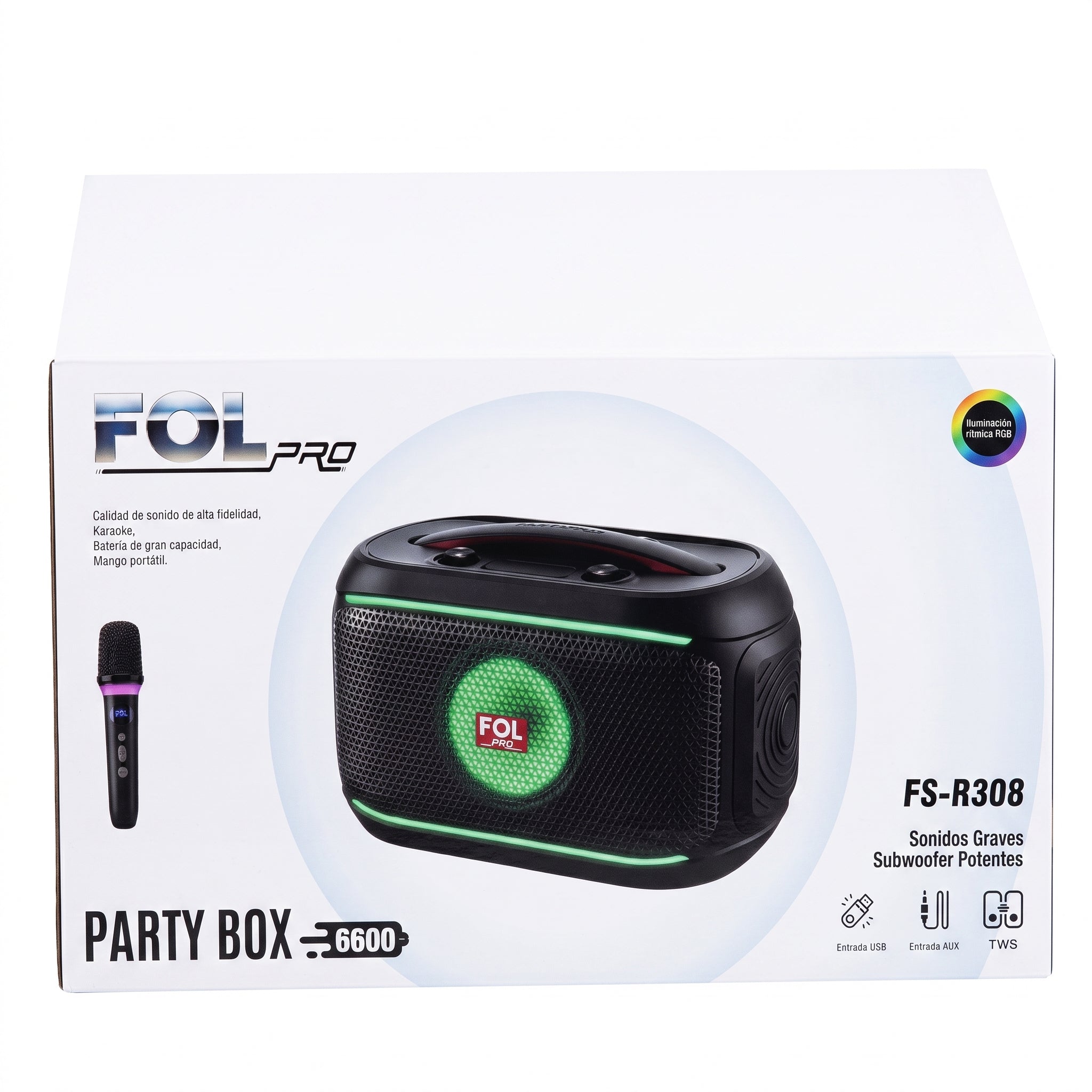 Bocina Bluetooth FOL FS-R308 30W Subwoofer, USB, AUX y TWS - Imagen 9