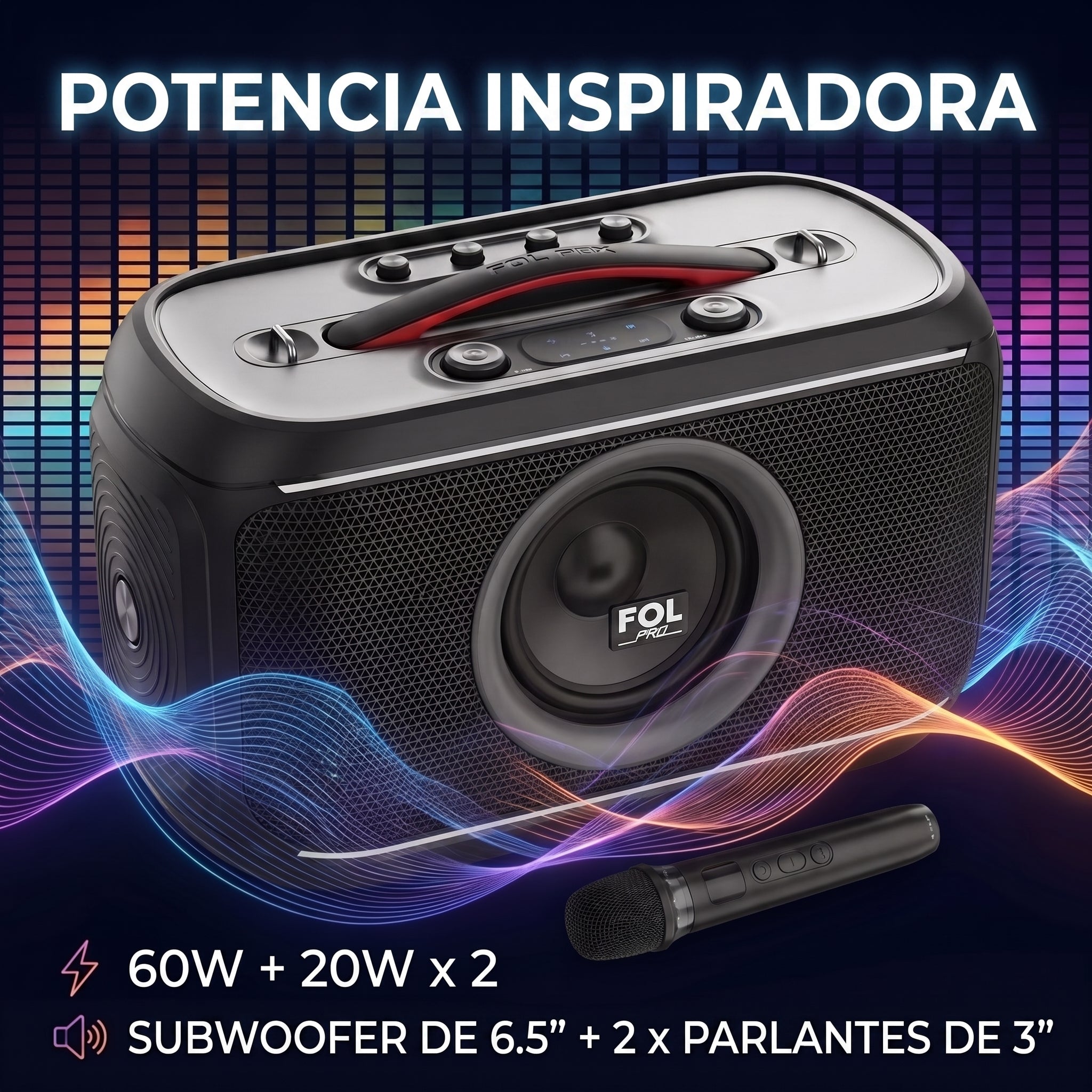 Bocina TWS Bluetooth FOL FS-R309 Microfono Party Box - Imagen 2