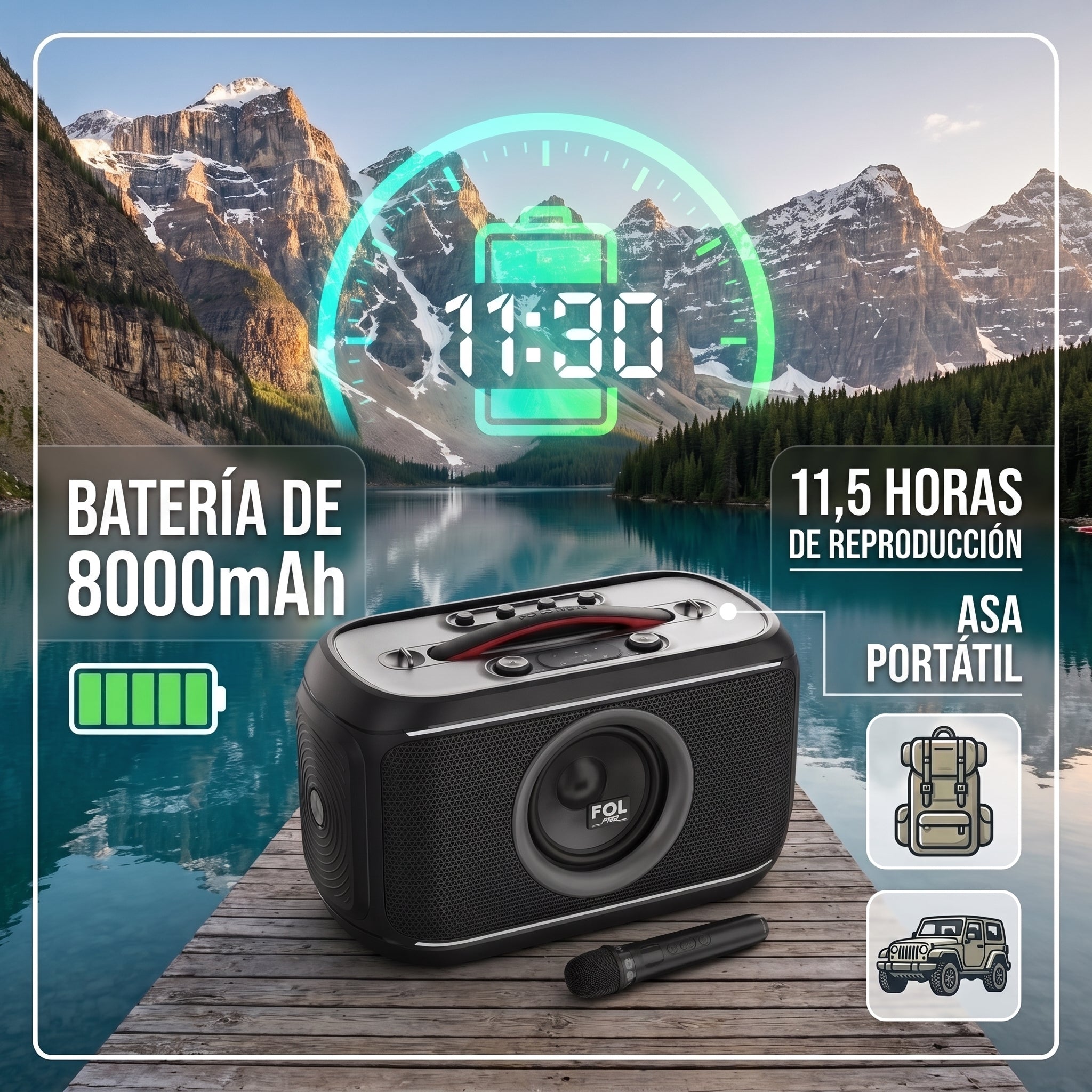 Bocina TWS Bluetooth FOL FS-R309 Microfono Party Box - Imagen 5