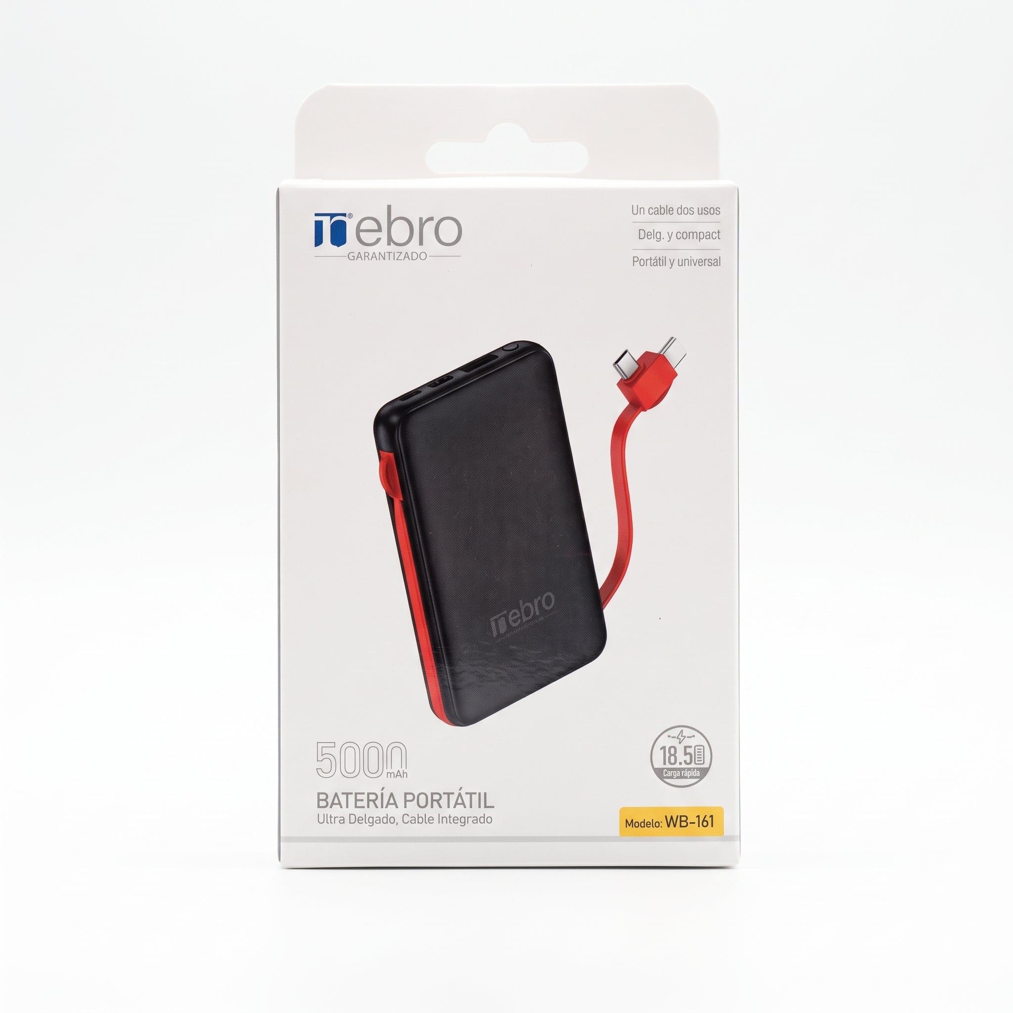 Power Bank Bateria Portátil Nebro WB-161 Cable Integrado Tipo-C y Micro USB 5000MAH - Imagen 9