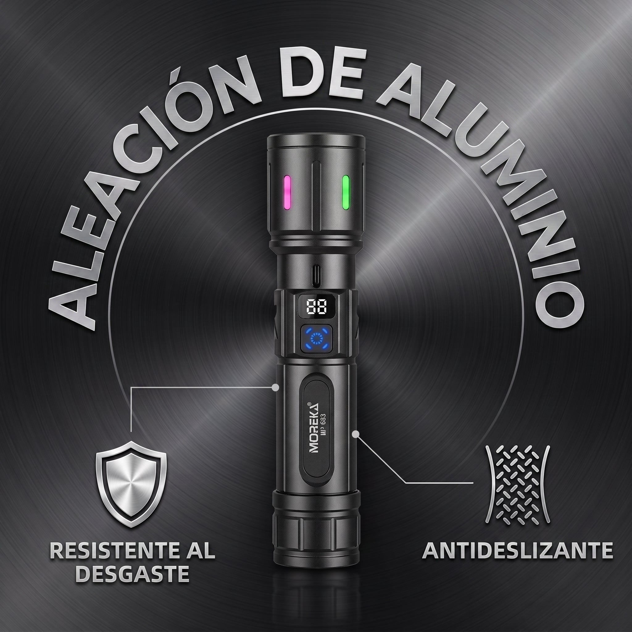 Linterna LED Moreka MT-033 20W Telescópica Batería de 2400mAh - Imagen 3