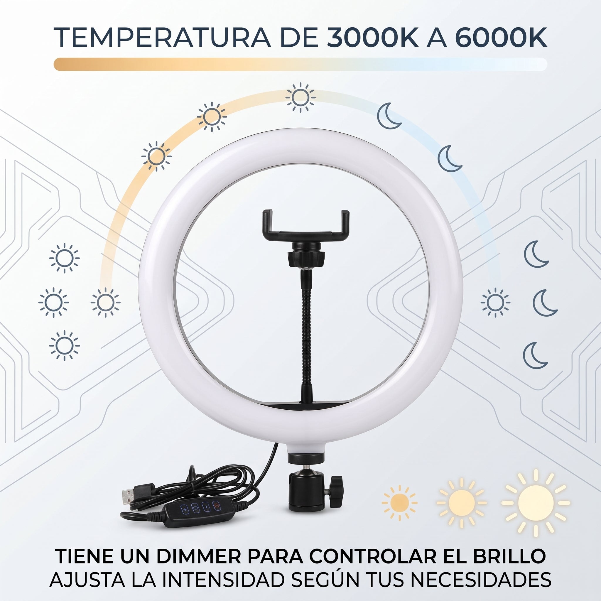 Lampara Aro de Luz LED YISEN QX-300 12 Pulgadas - Imagen 7