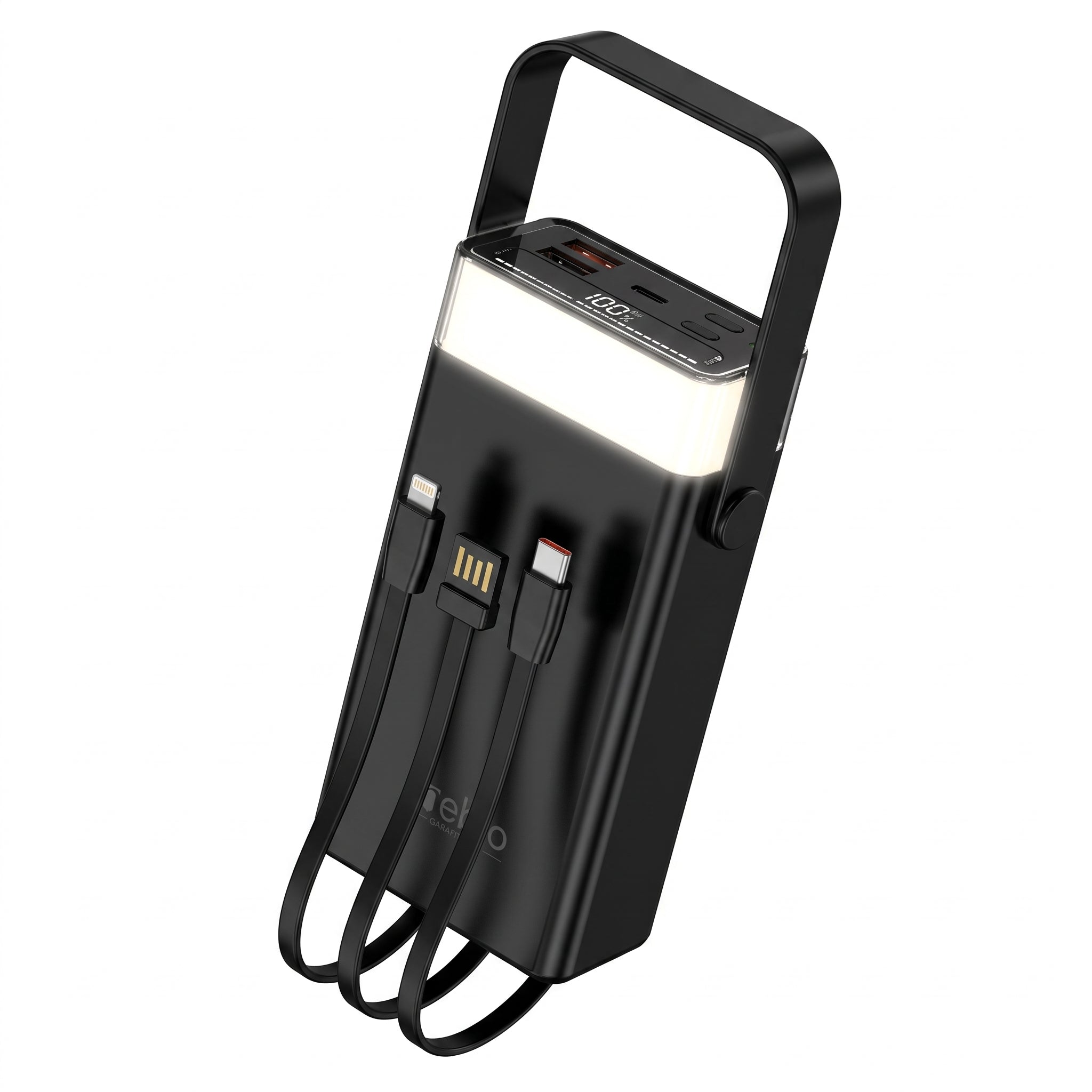 Power Bank Nebro WB-162 20000mAh Cables Integrados 77W Luz LED - Imagen 1