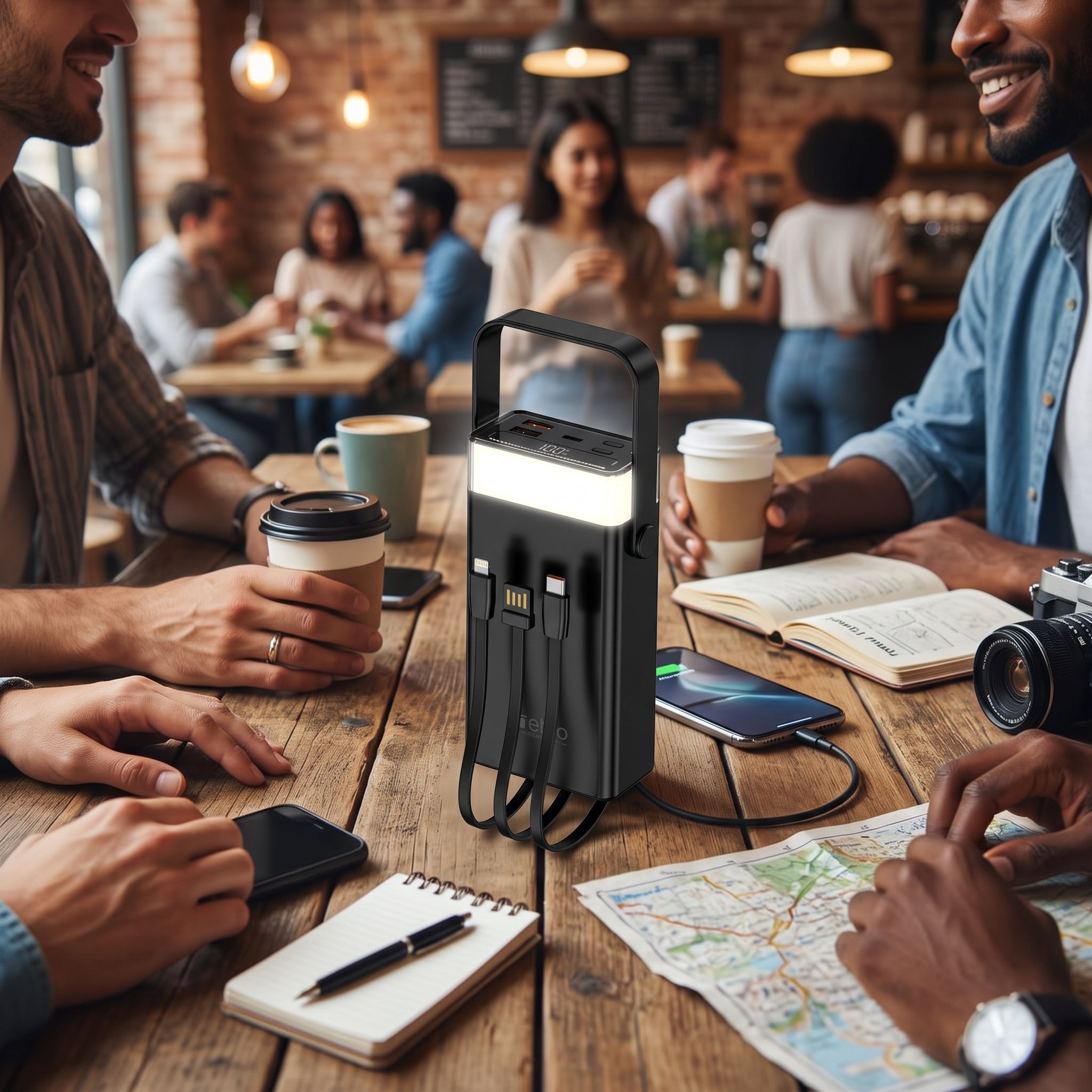 Power Bank Nebro WB-162 20000mAh Cables Integrados 77W Luz LED - Imagen 9