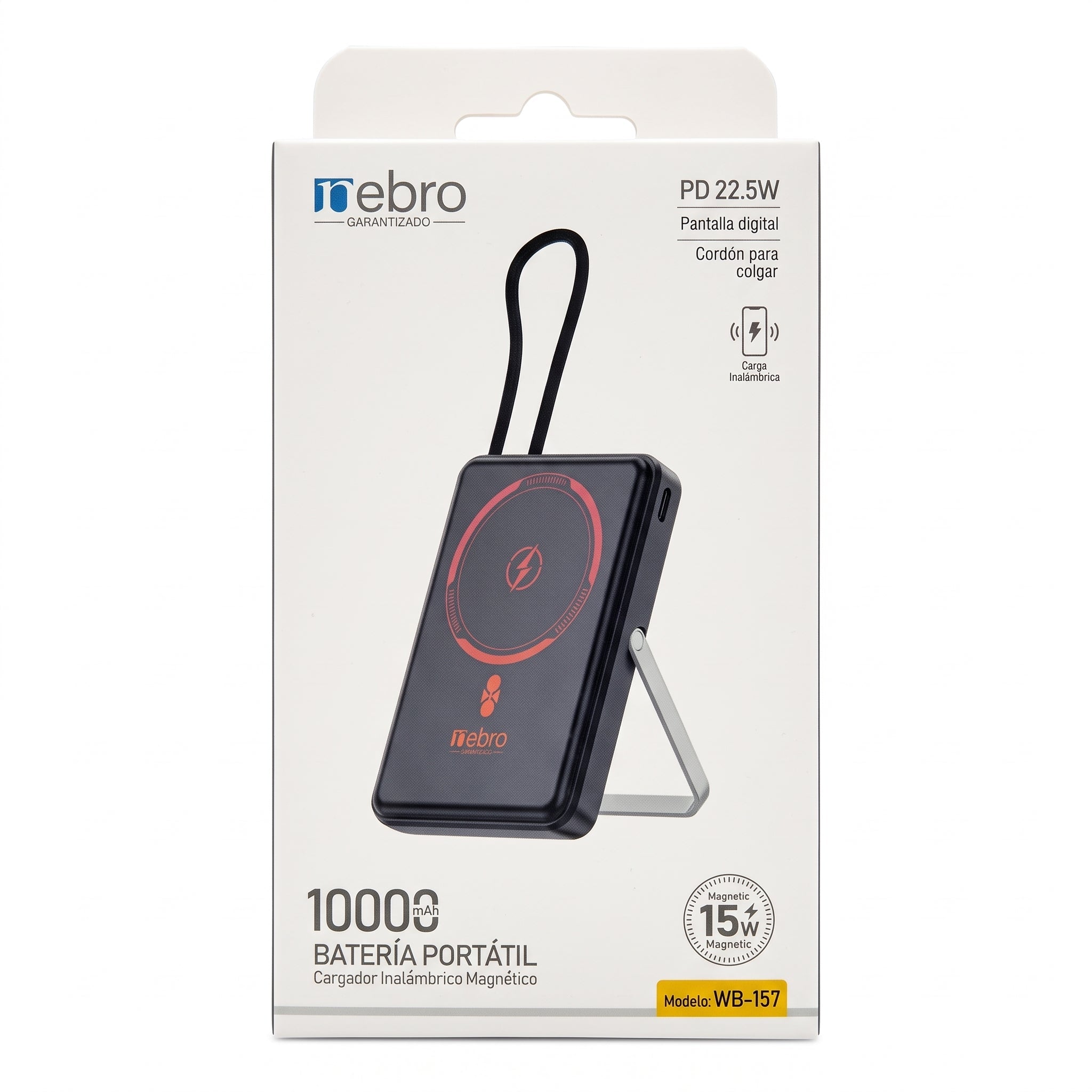 Batería Portátil Nebro WB-157 15W Carga Inalámbrica Magnética Pantalla LED - Imagen 6