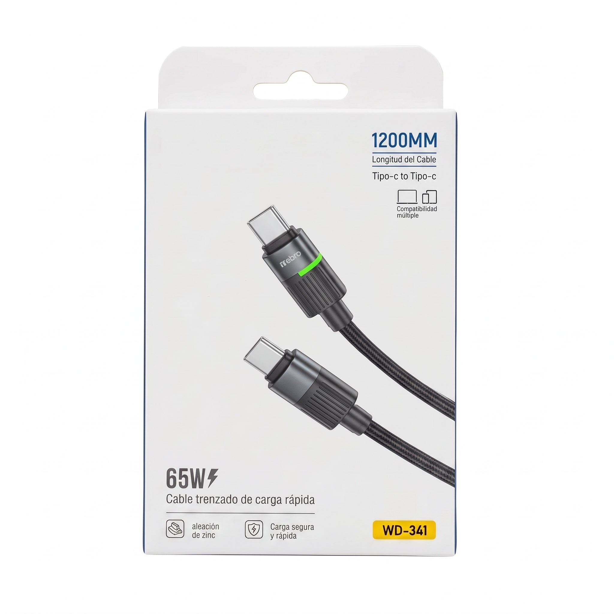 Cable de Carga Rápida Nebro WD-341 65W Tipo-C a Tipo-C Aleación de Zinc - Imagen 5