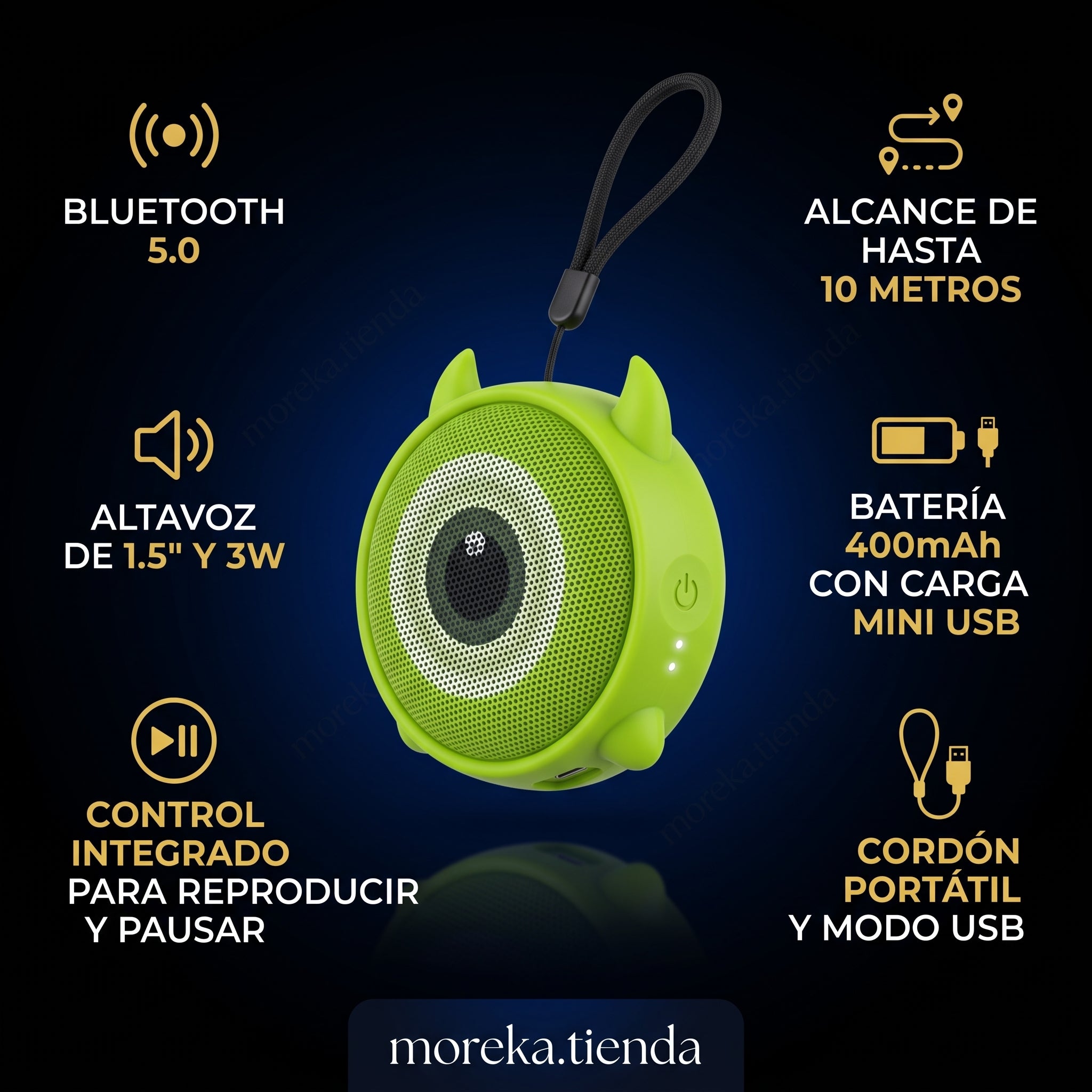 Mini Bocina Bluetooth FOL FS-S101A con 3W, Bluetooth 5.0 y Cordón Portátil - Imagen 5
