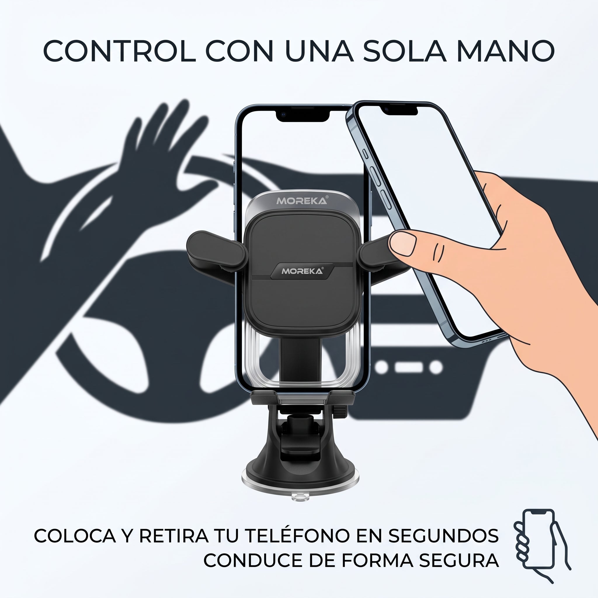 Soporte para Teléfono Móvil Automovil Central Moreka ZJ-011 Giro 360 - Imagen 3