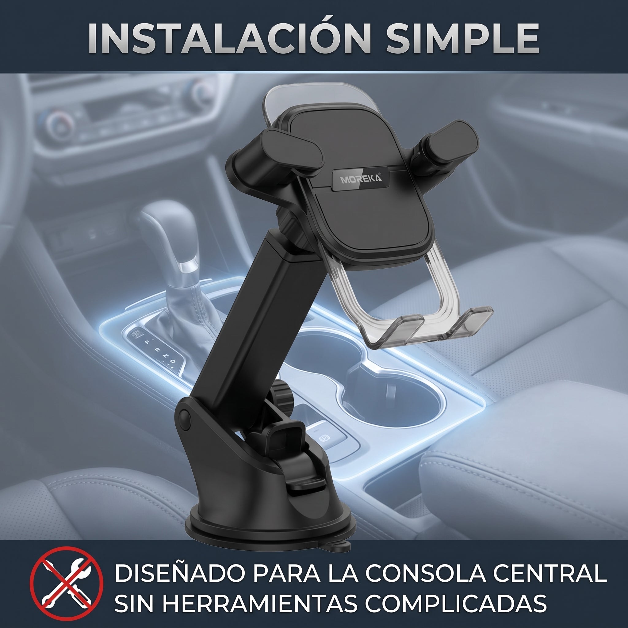 Soporte para Teléfono Móvil Automovil Central Moreka ZJ-011 Giro 360 - Imagen 4