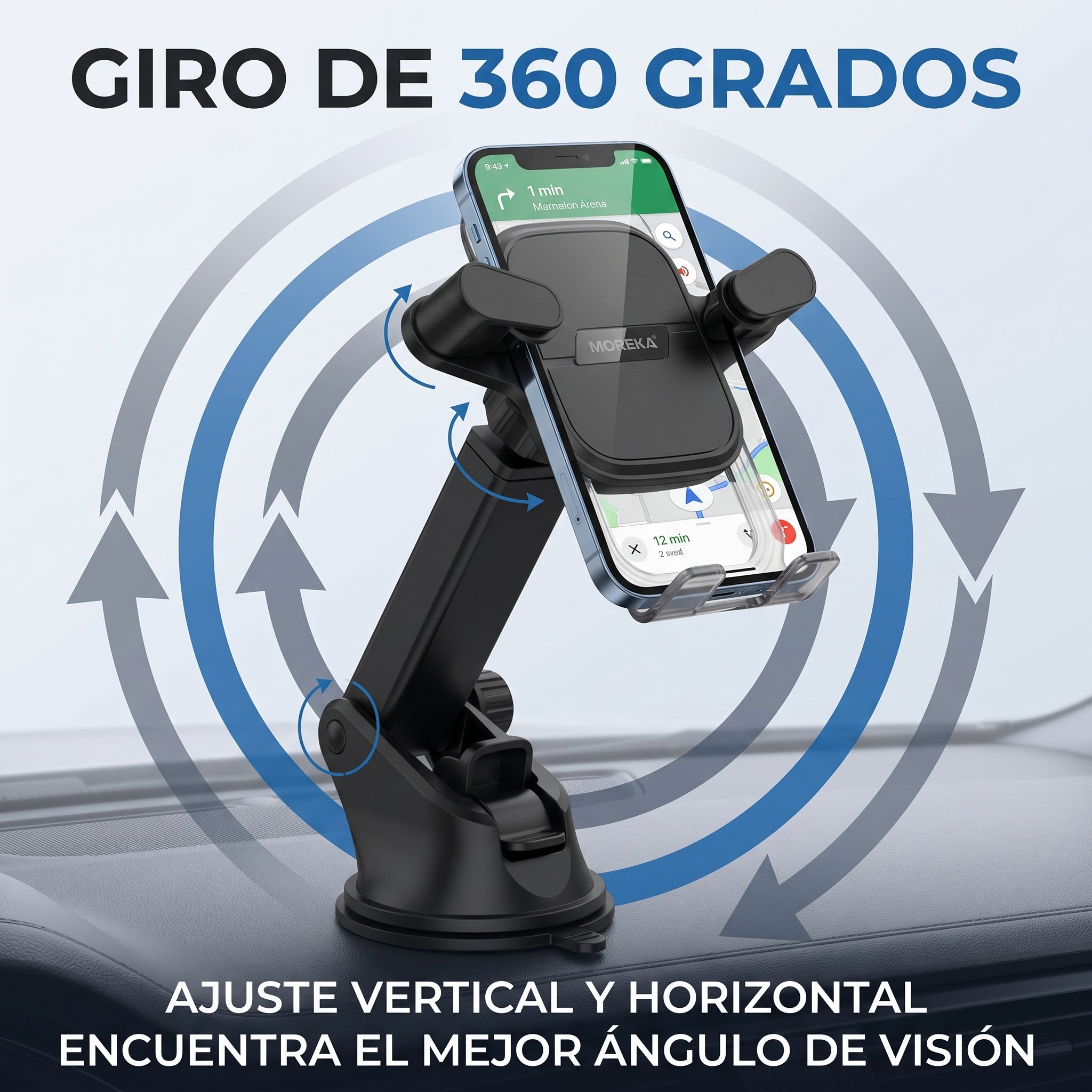 Soporte para Teléfono Móvil Automovil Central Moreka ZJ-011 Giro 360 - Imagen 6