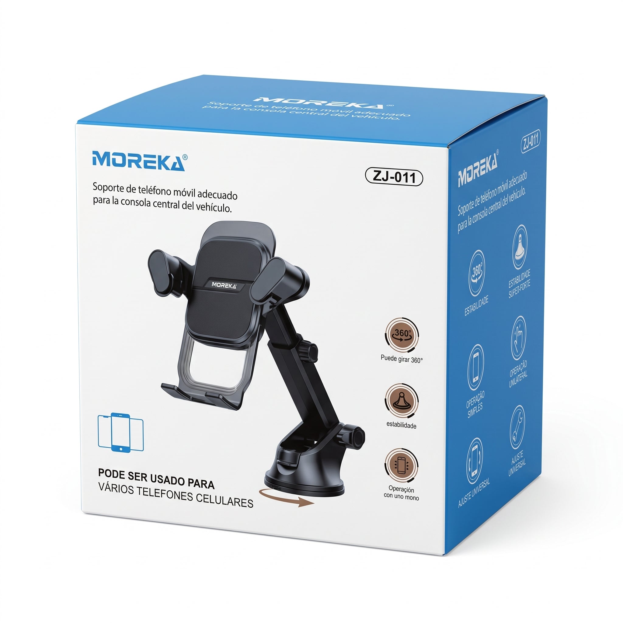 Soporte para Teléfono Móvil Automovil Central Moreka ZJ-011 Giro 360 - Imagen 10