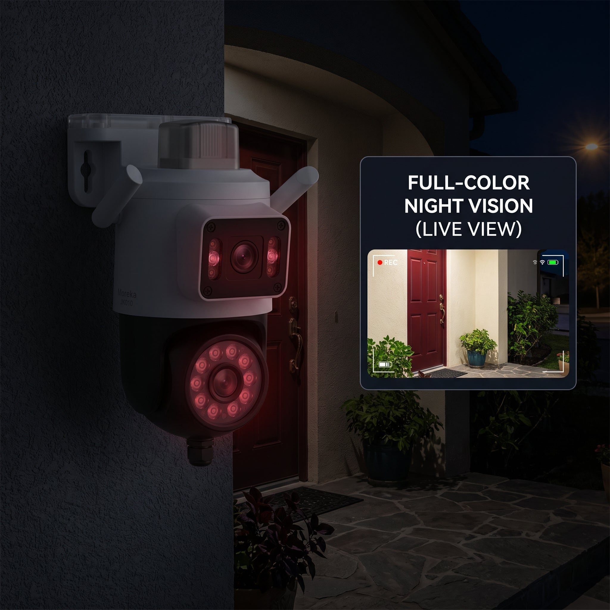 Cámara Inteligente WiFi Moreka JK010 1080P HD Visión Nocturna IP66 y Control PTZ - Imagen 8