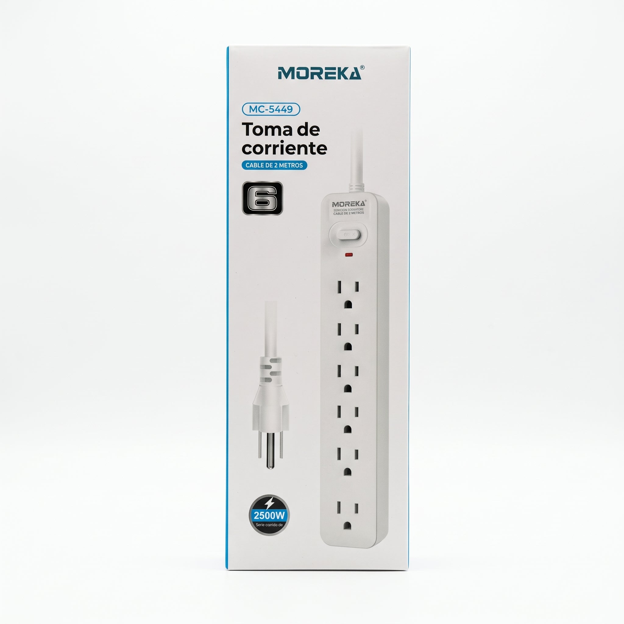 Multicontacto Moreka MC-5449 de 6 Tomas Cable de 2 Metros 2500W - Imagen 10