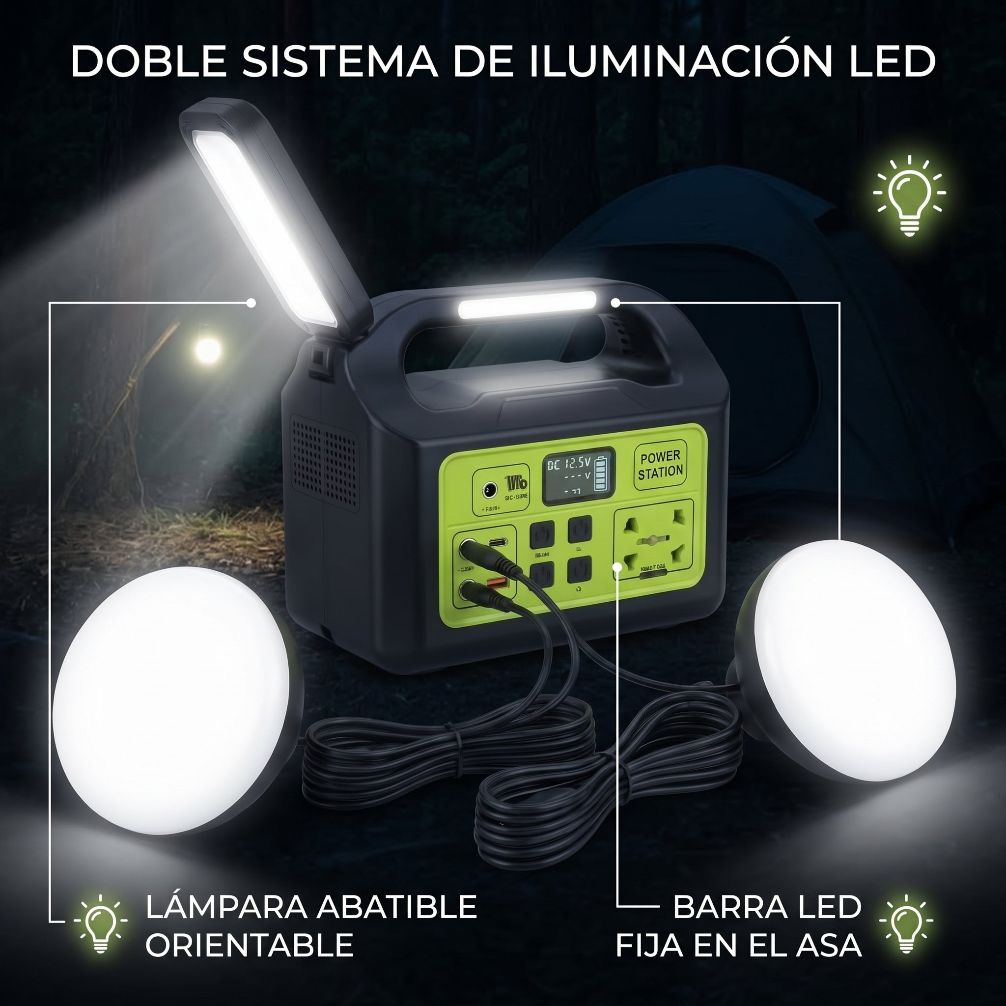 Estación de Energía Portátil Moreka GD-1225 150W Generador Solar Kit Iluminación - Imagen 3