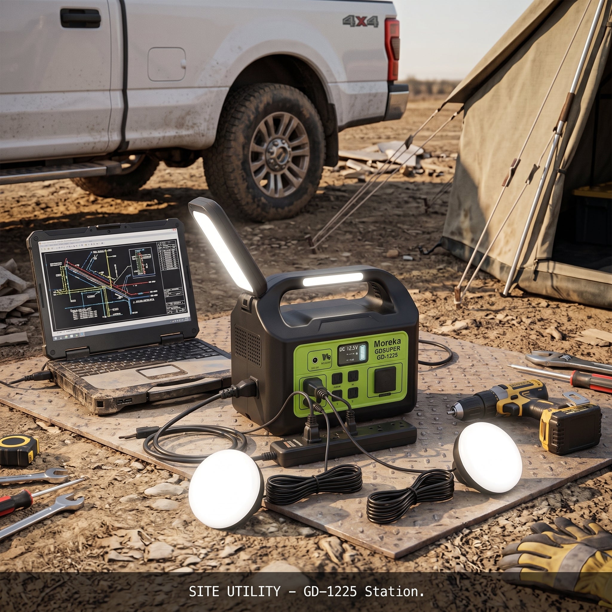 Estación de Energía Portátil Moreka GD-1225 150W Generador Solar Kit Iluminación - Imagen 8