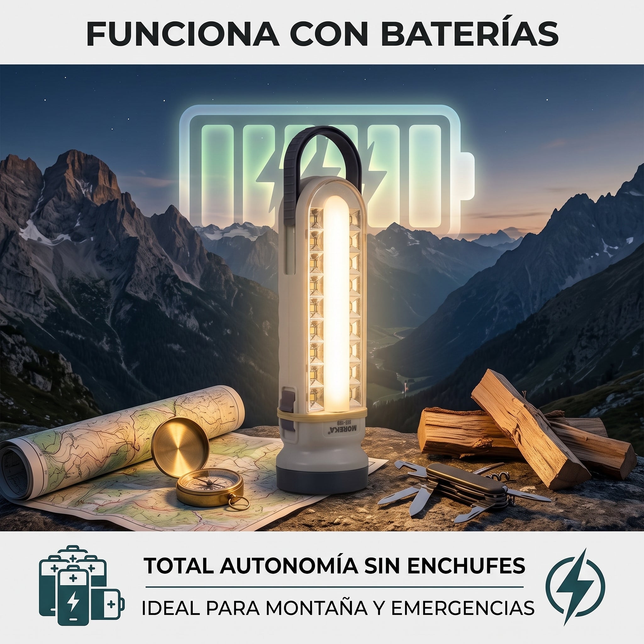 Lámpara LED de Emergencia Moreka SQ-189 Campamento y Linterna Integrada - Imagen 5