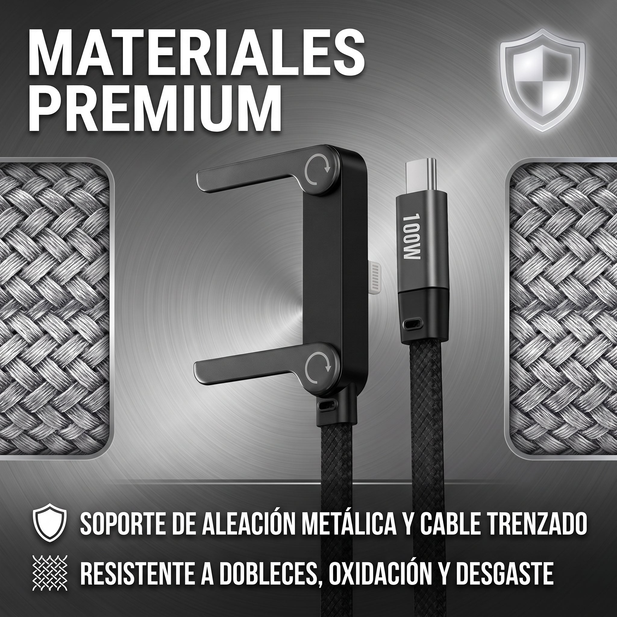 Cable de Carga Rápida 100W Moreka CB-062 con Soporte para Celular 2 en 1 - Imagen 2