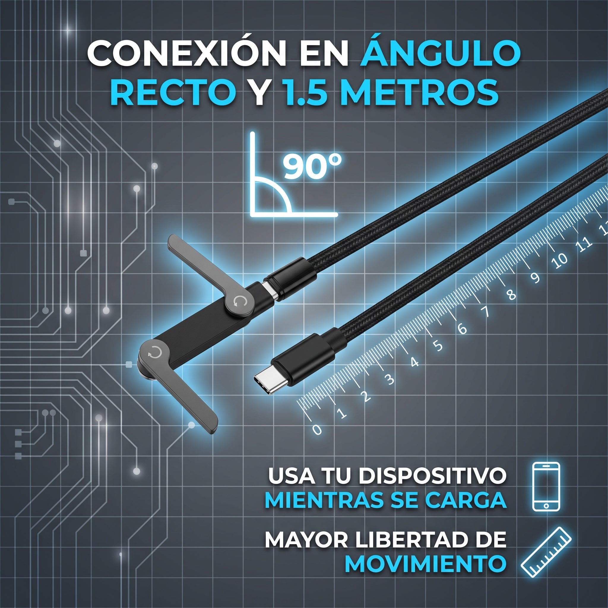 Cable de Carga Rápida 100W Moreka CB-062 con Soporte para Celular 2 en 1 - Imagen 3
