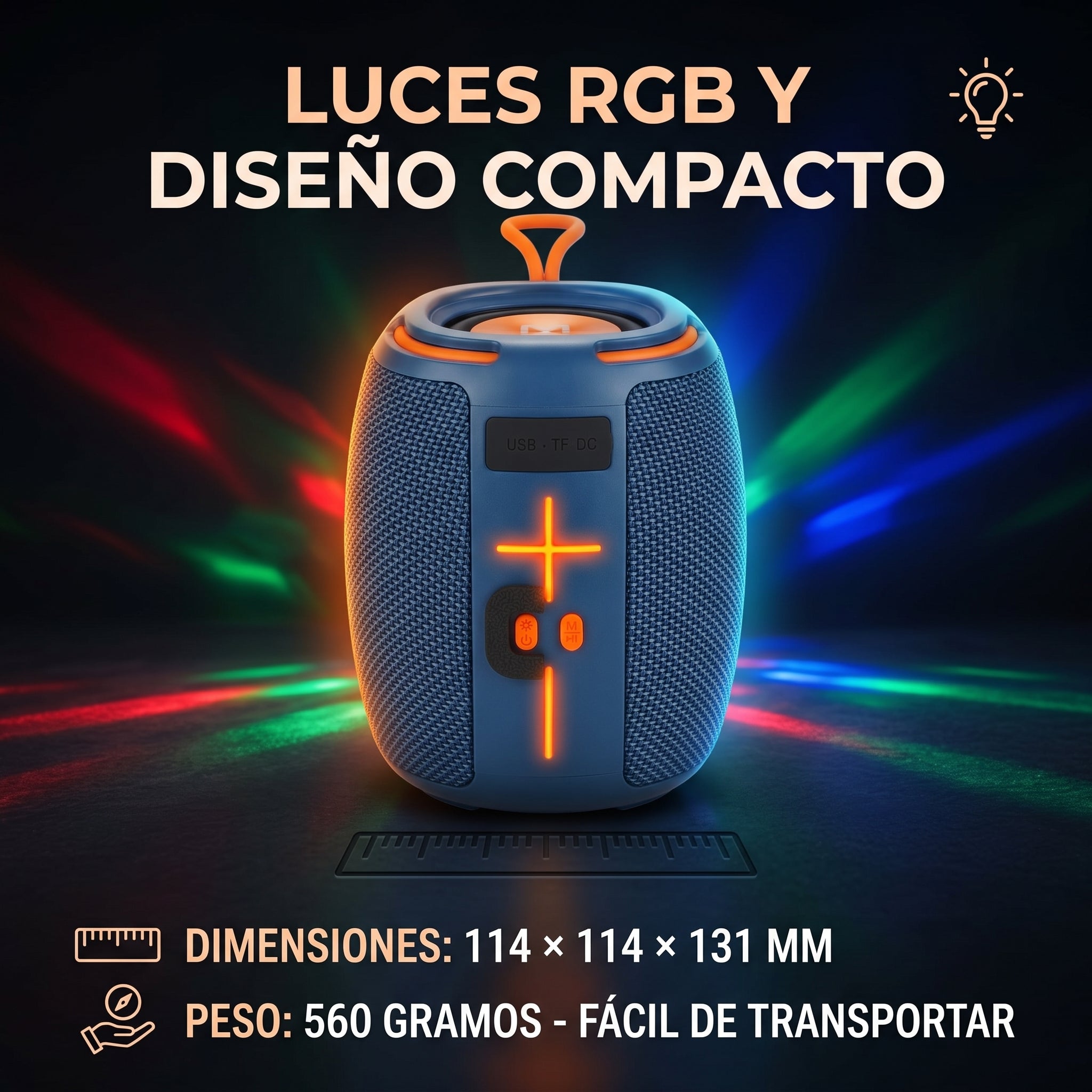 Bocina Inalámbrica Moreka-454 8W con Bluetooth 5.3, Luces RGB y Función TWS - Imagen 4