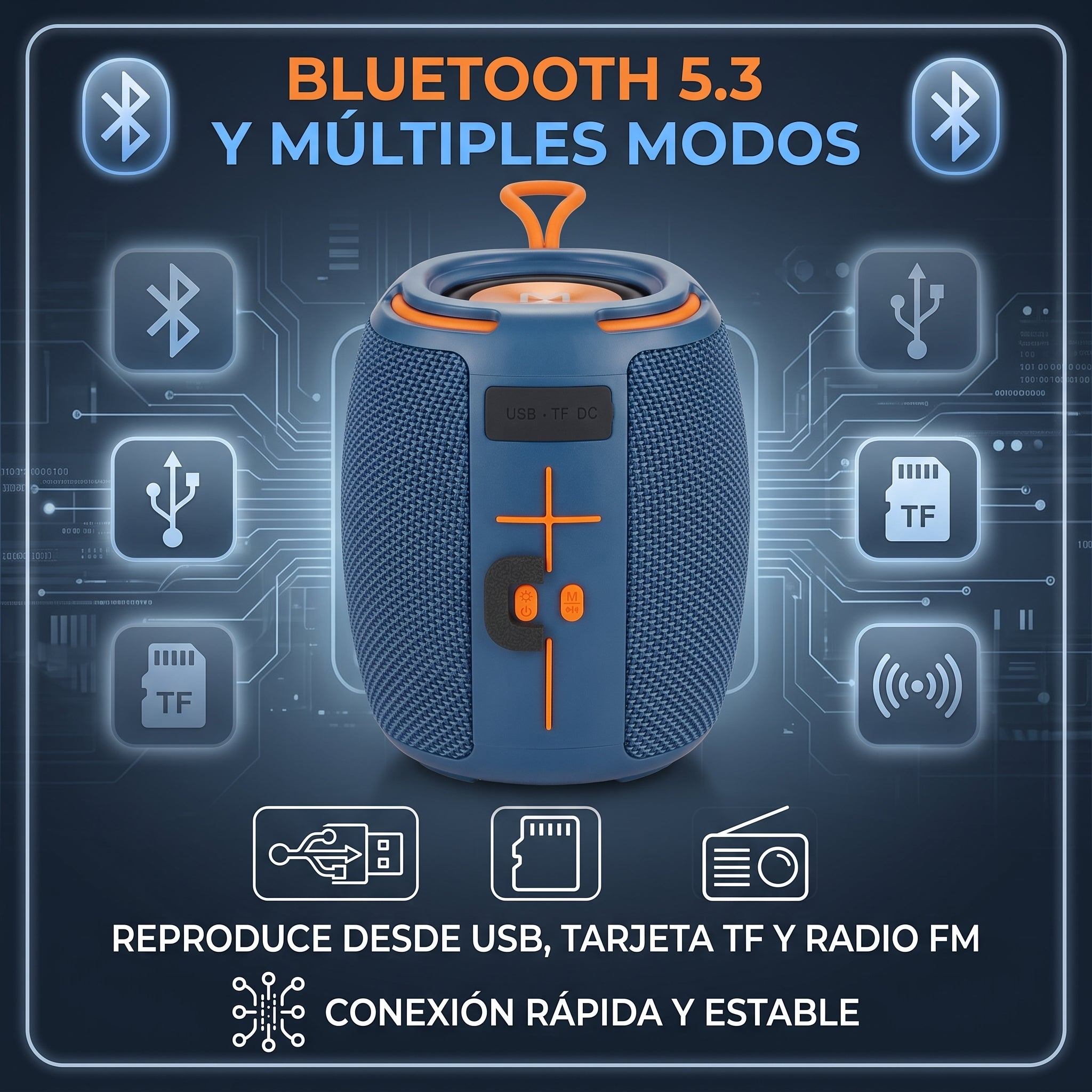 Bocina Inalámbrica Moreka-454 8W con Bluetooth 5.3, Luces RGB y Función TWS - Imagen 7