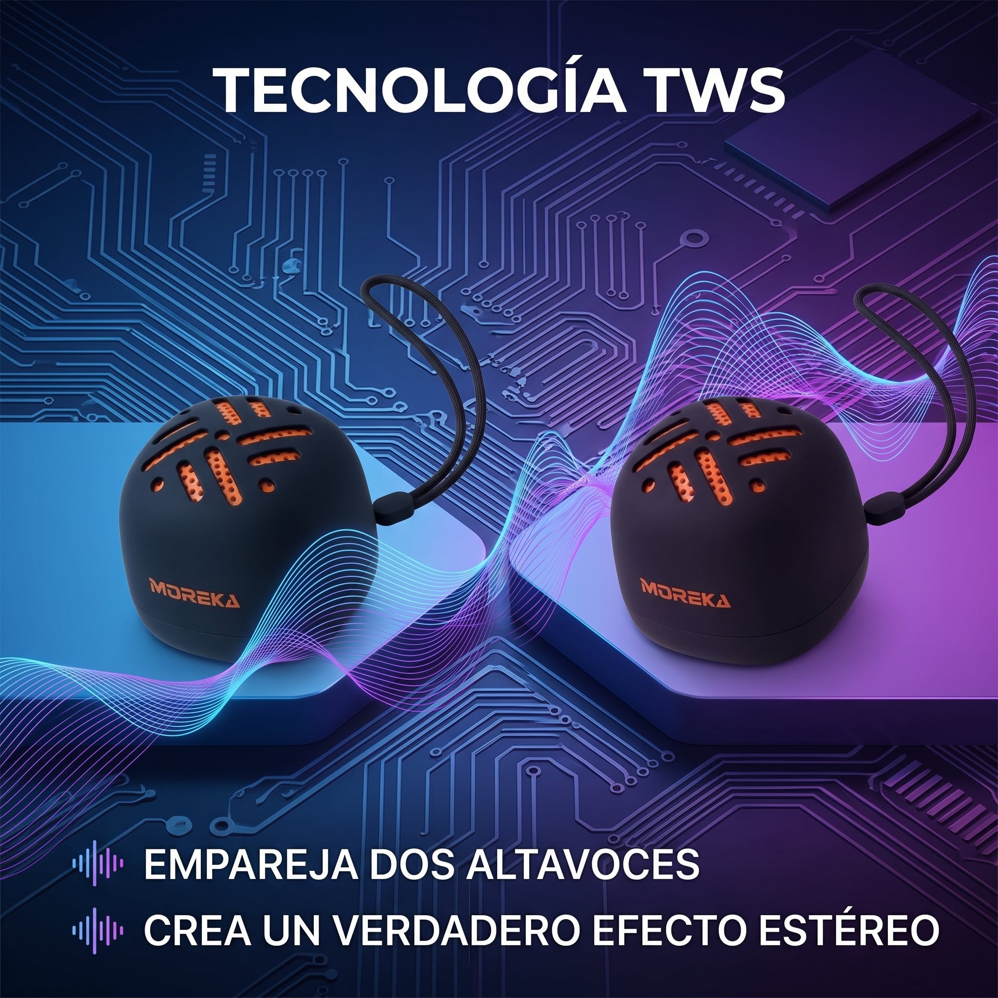 Altavoz Inalámbrico Imantado Portátil Moreka-455 Imán Micrófono TWS - Imagen 4