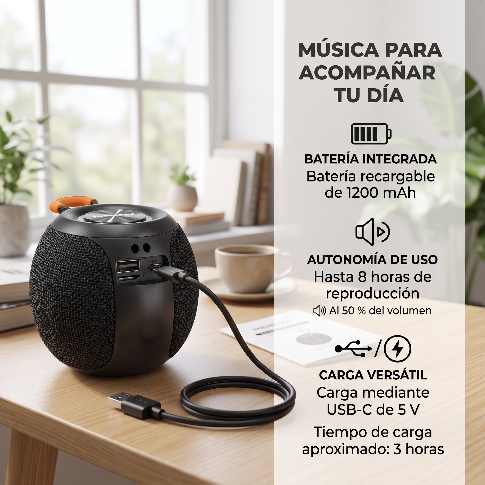 Bocina Inalámbrica Moreka-451 5W con Bluetooth 5.4, Luces RGB y Función TWS - Imagen 5