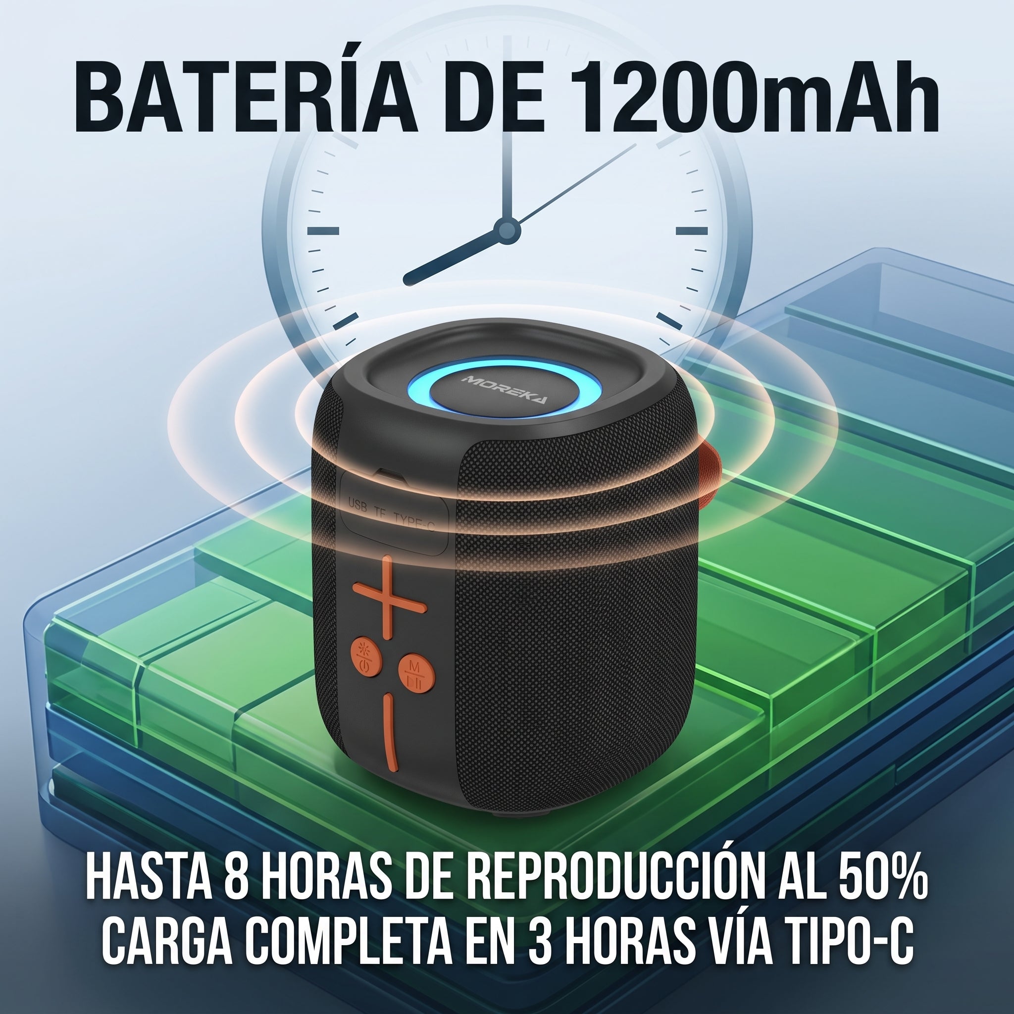 Altavoz Inalámbrico Bluetooth Moreka-452 8 Horas de Batería Luces RGB - Imagen 4