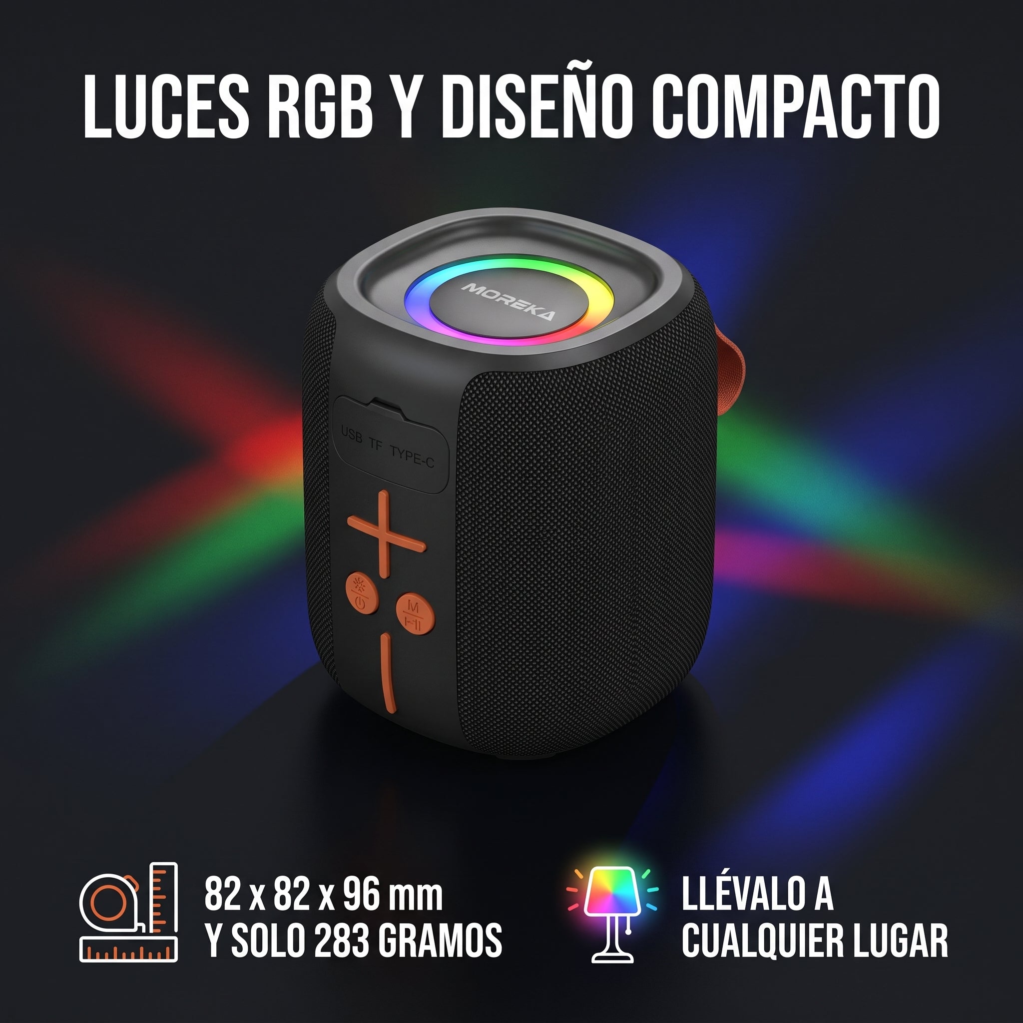 Altavoz Inalámbrico Bluetooth Moreka-452 8 Horas de Batería Luces RGB - Imagen 5