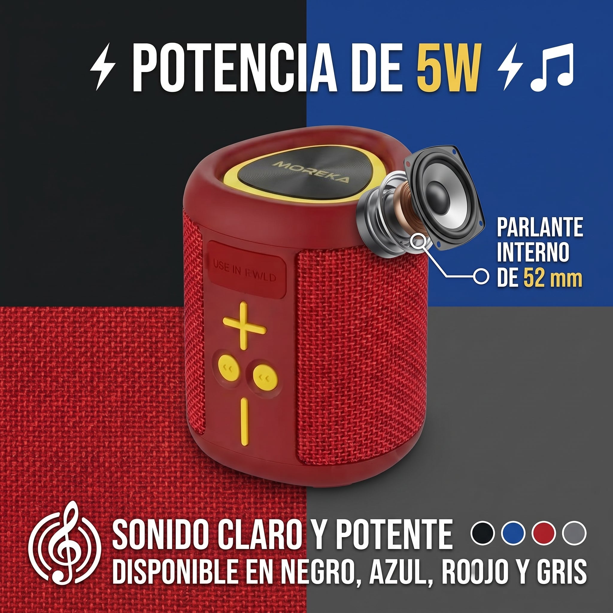Altavoz Inalámbrico Bluetooth Moreka-453 8 Horas Batería Luces RGB - Imagen 3