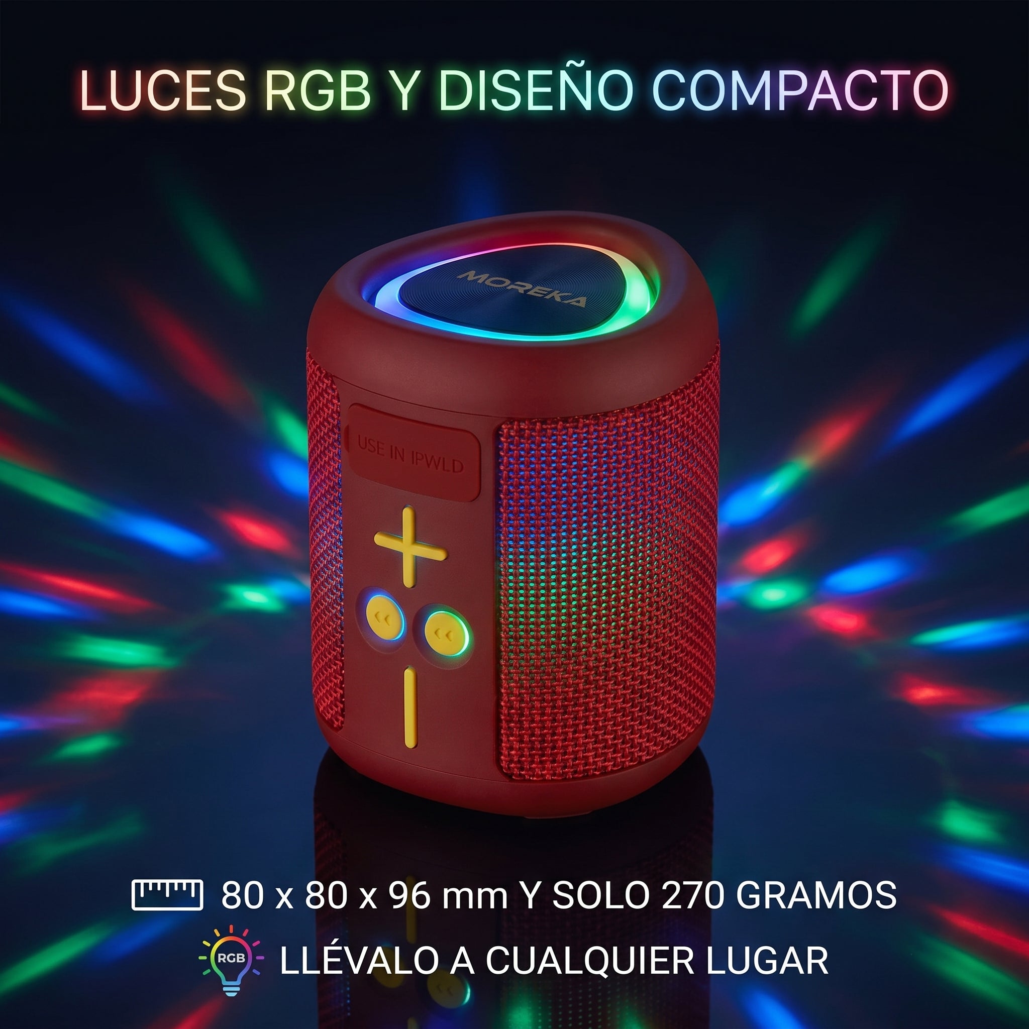 Altavoz Inalámbrico Bluetooth Moreka-453 8 Horas Batería Luces RGB - Imagen 4