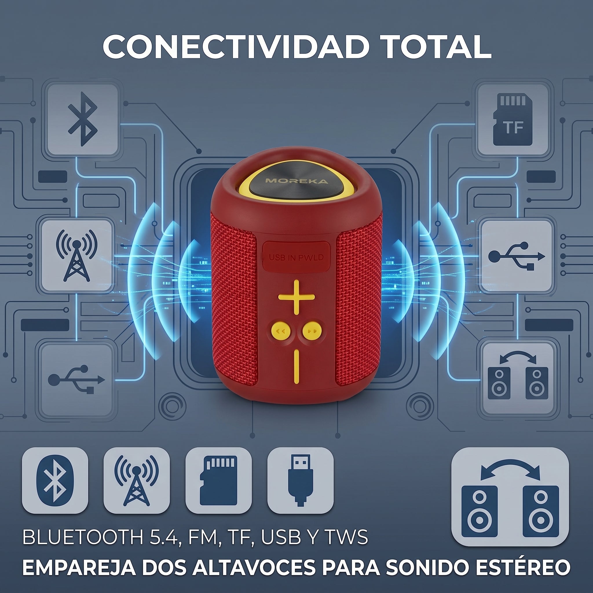 Altavoz Inalámbrico Bluetooth Moreka-453 8 Horas Batería Luces RGB - Imagen 5