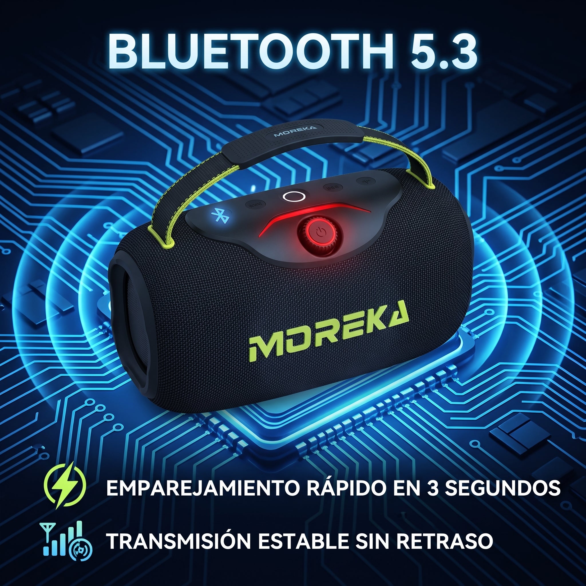 Bocina Inalámbrica Moreka A64 60W Bluetooth 5.3 Batería 8000mAh Luz RGB - Imagen 6