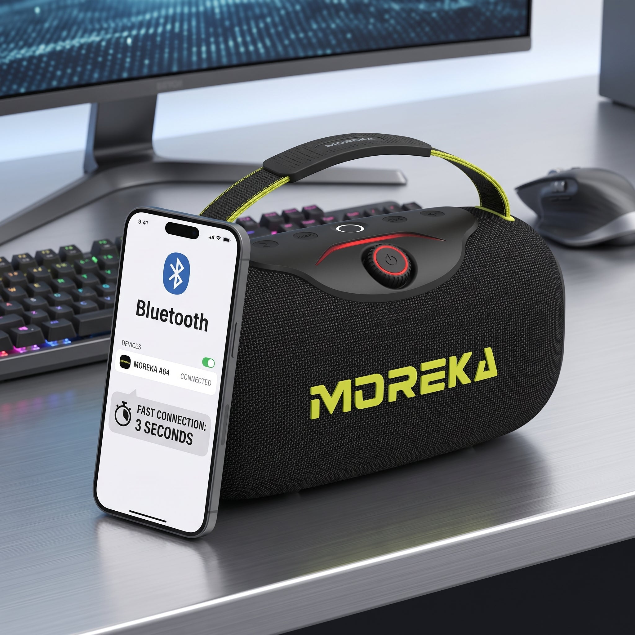 Bocina Inalámbrica Moreka A64 60W Bluetooth 5.3 Batería 8000mAh Luz RGB - Imagen 7