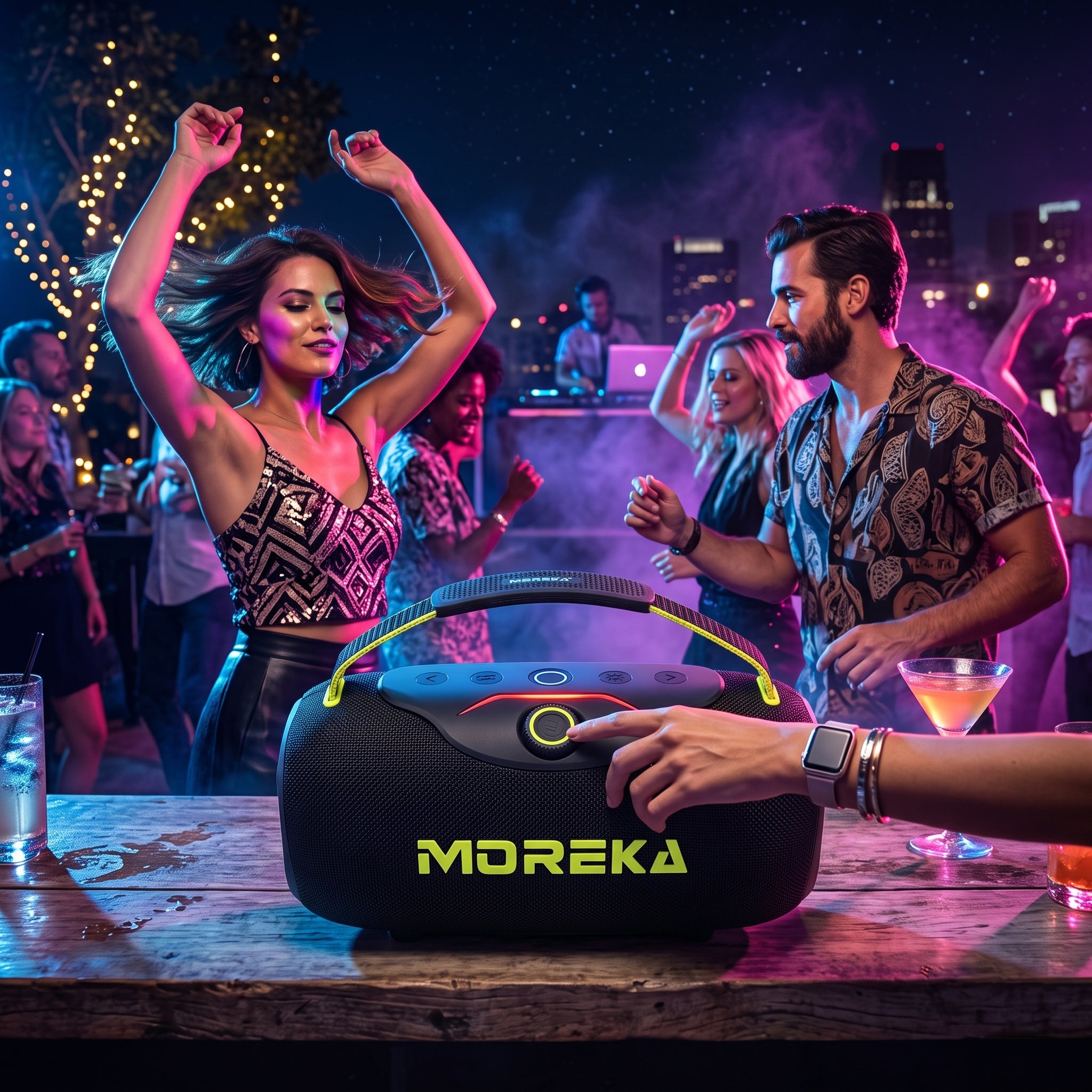 Bocina Inalámbrica Moreka A64 60W Bluetooth 5.3 Batería 8000mAh Luz RGB - Imagen 8