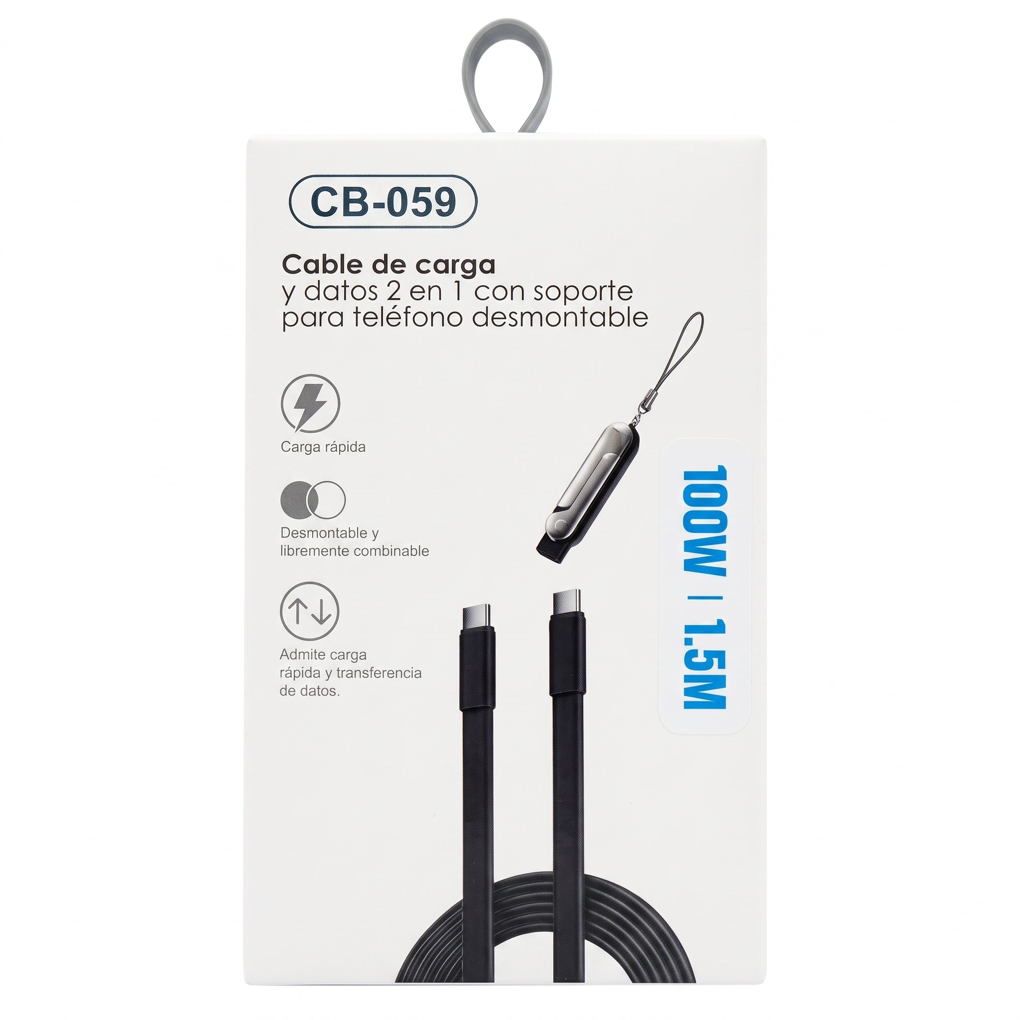 Cable de Carga y Datos Moreka CB-059 100W USB-C a USB-C con Soporte Desmontable - Imagen 8