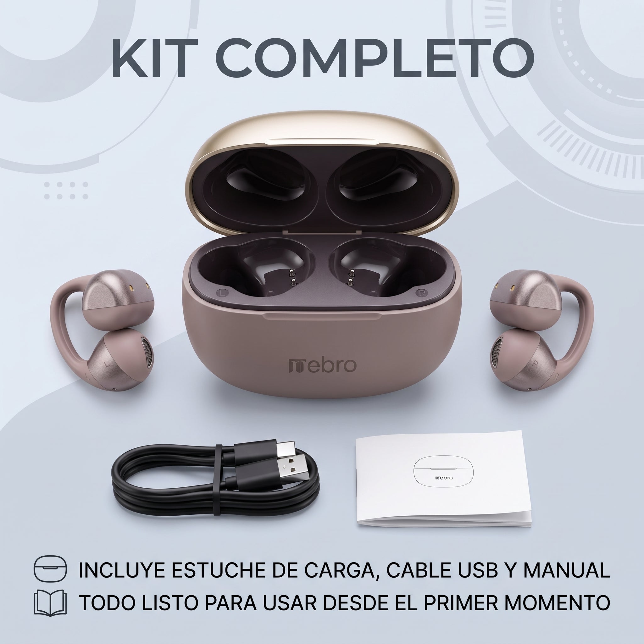 Audífonos Inalámbricos Nebro WE-522 Open Ear Bluetooth 5.4 Sonido HiFi - Imagen 2