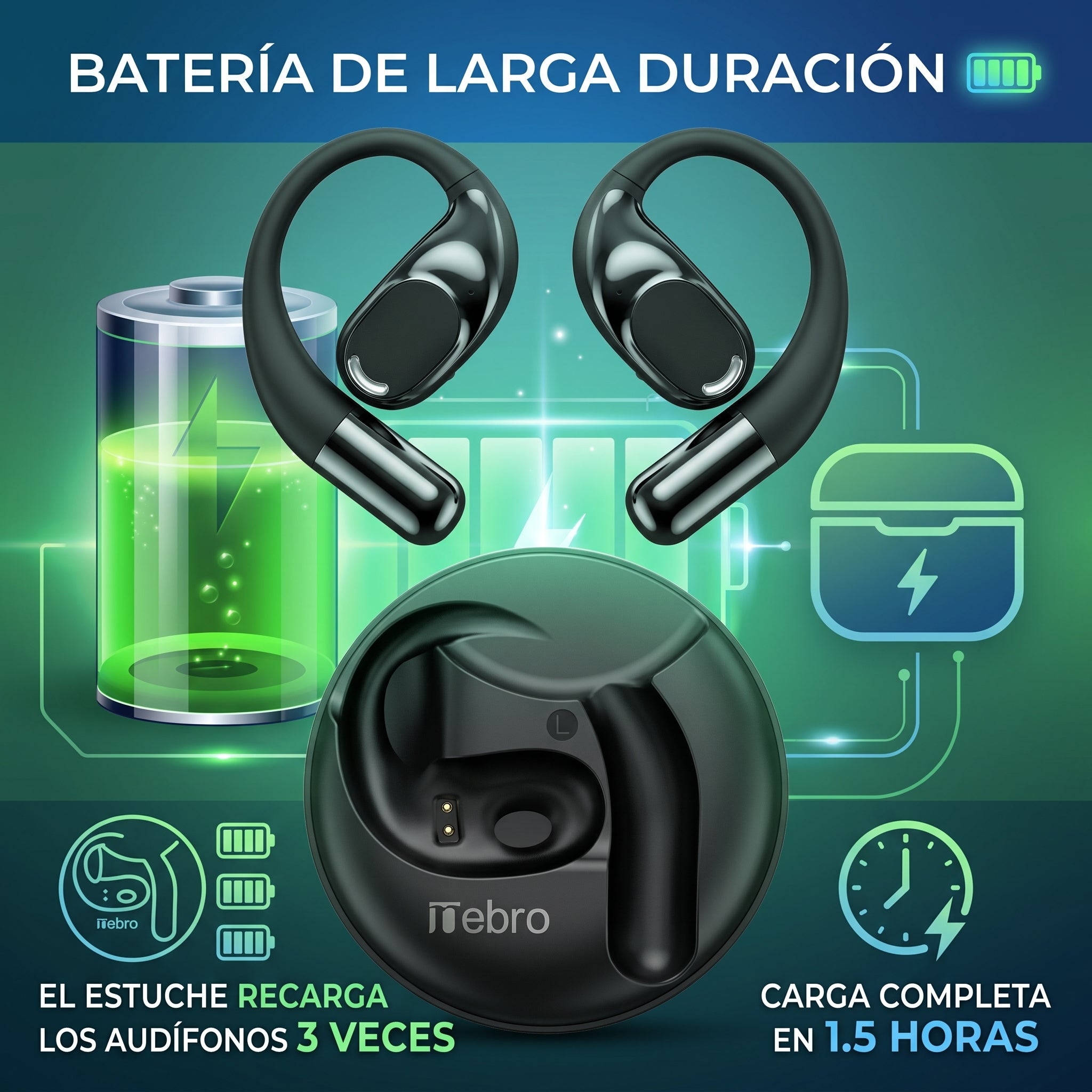 Audífonos Open Ear Nebro T44 Bluetooth 5.3 - Imagen 3