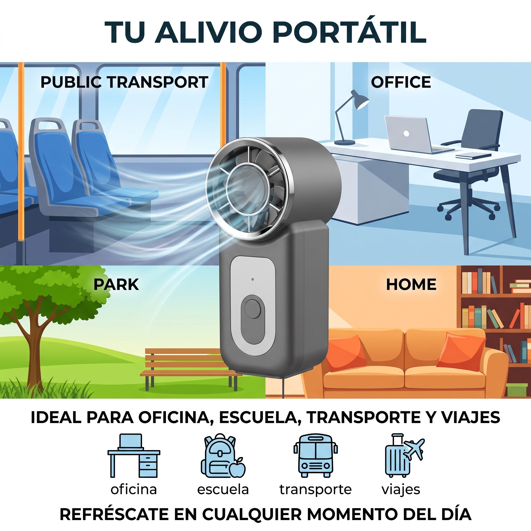 Mini Ventilador de Mano YISEN FS-52 con Batería de 3000mAh y Carga Tipo-C - Imagen 2
