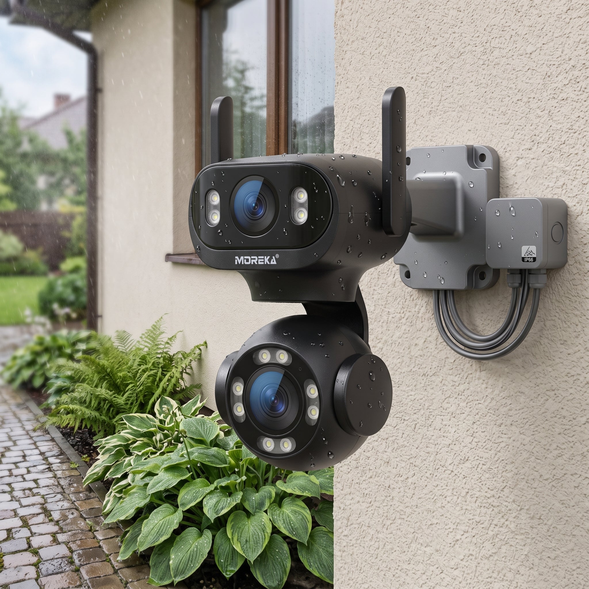Cámara Inteligente WiFi Moreka JK008 con Doble Lente, IA y Protección IP66 - Imagen 8
