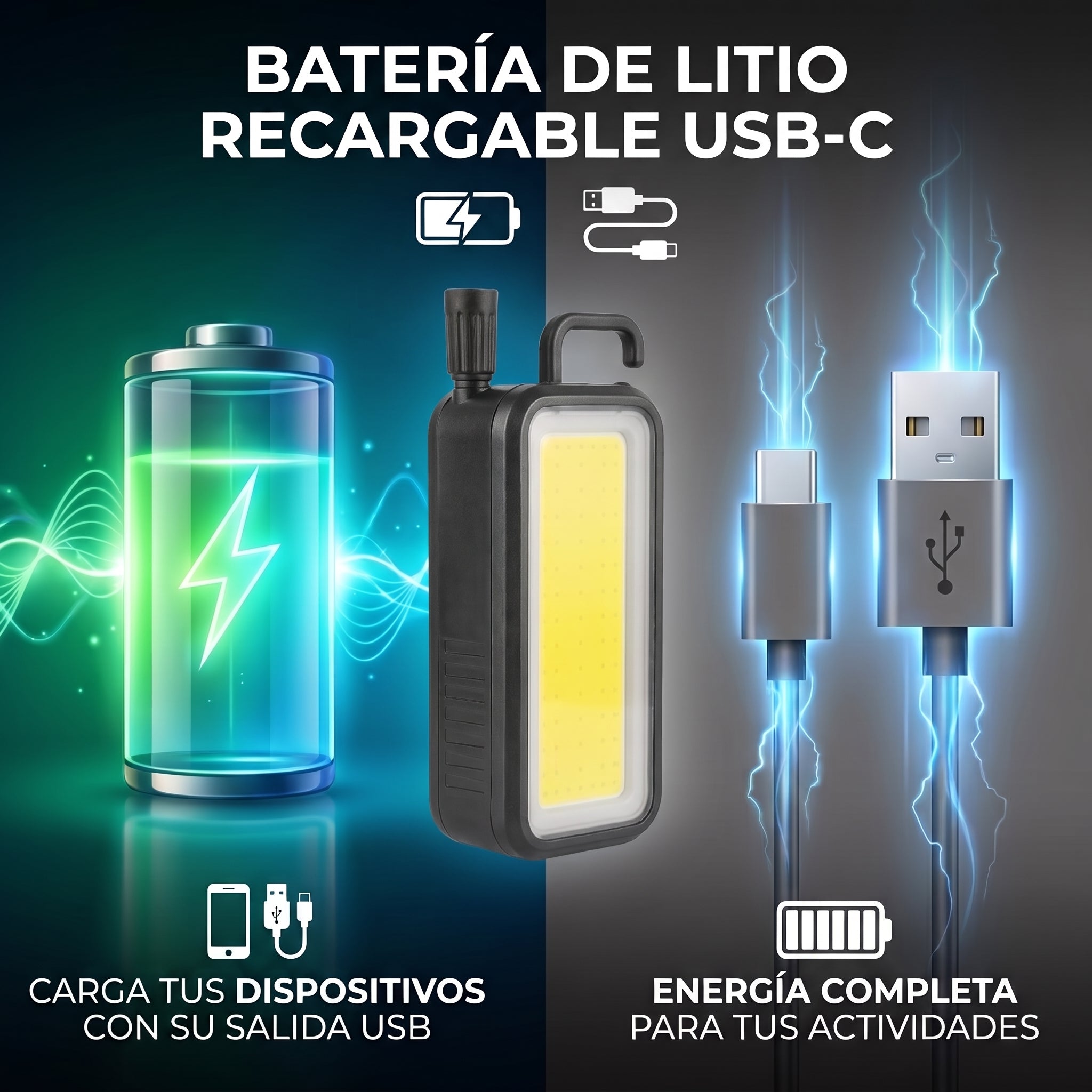 Lámpara de Trabajo LED Moreka MT-049 500W con Panel COB, Gancho e Imán - Imagen 5